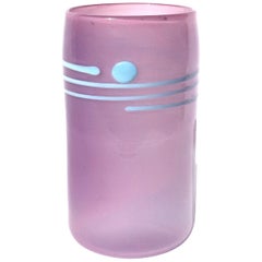 1980s Purple Striped Art Glass Vase