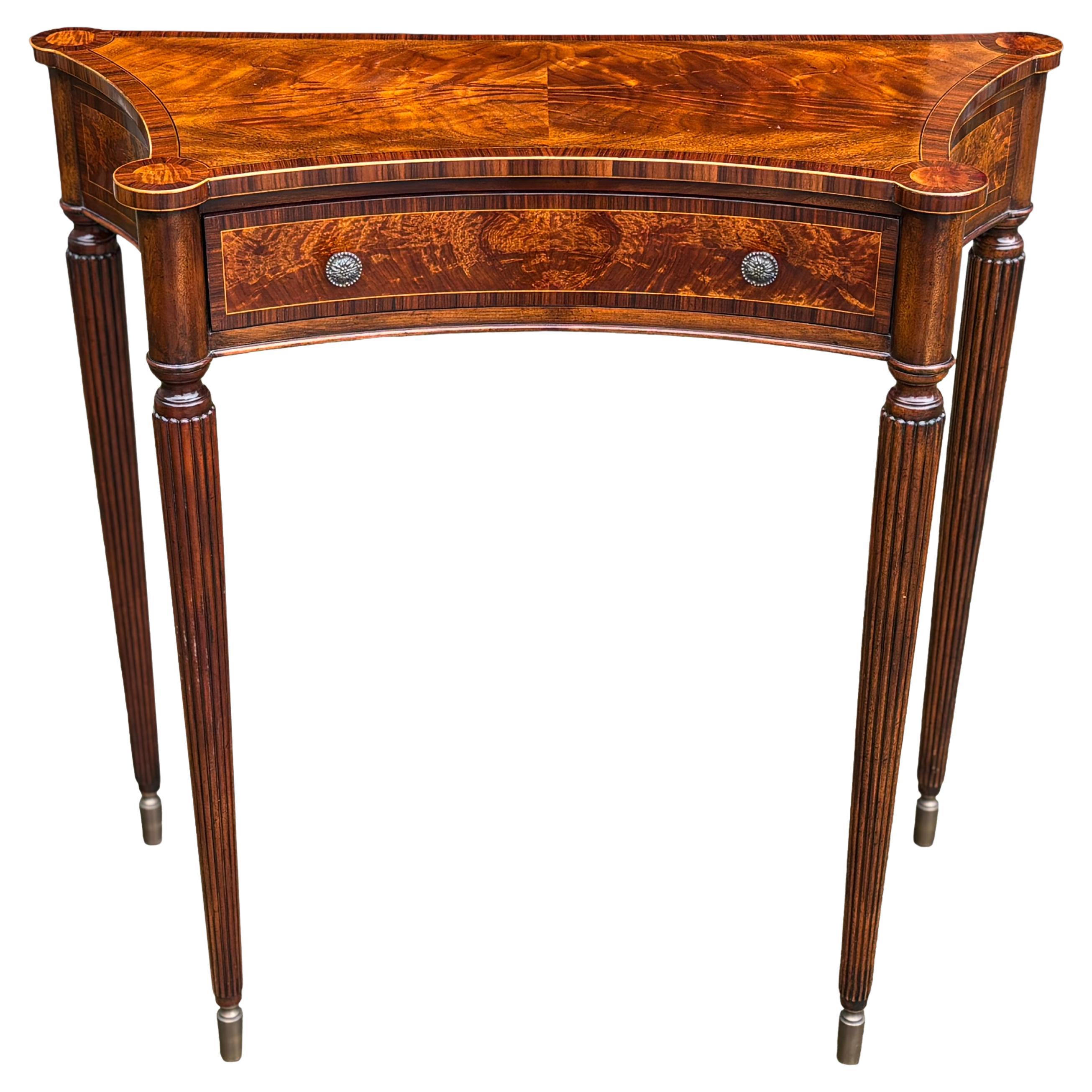 1980s Quality Walnut Inlaid Console Table by Brights of Nettlebed For Sale