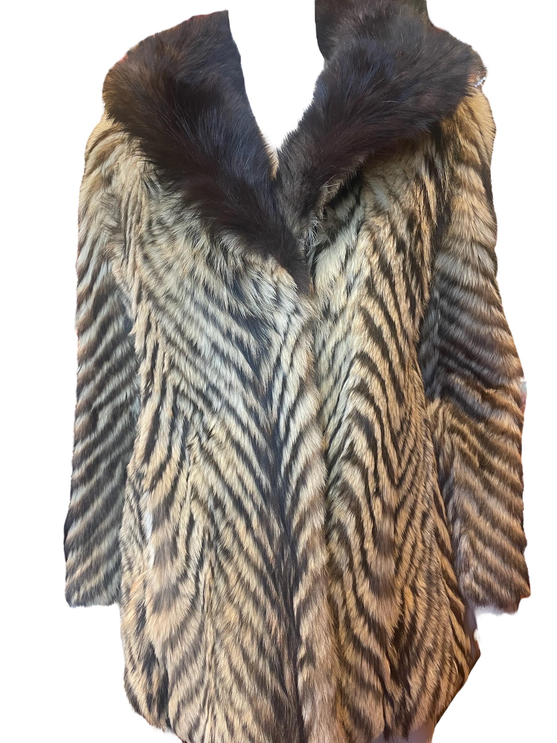 1980s Raccoon Fur Jacket With Dyed Fur Stripes

An awesome 1980s fur jacket with stripes.  


