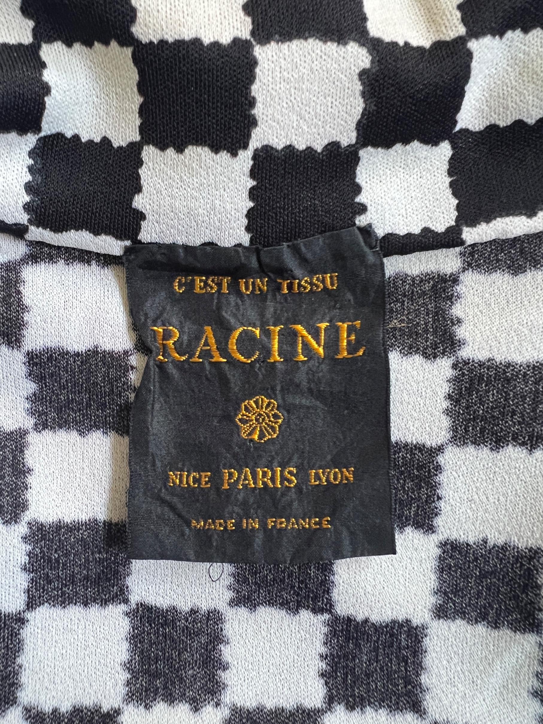1980s Racine Black and White Checkerboard Silk Jersey Dress For Sale 1