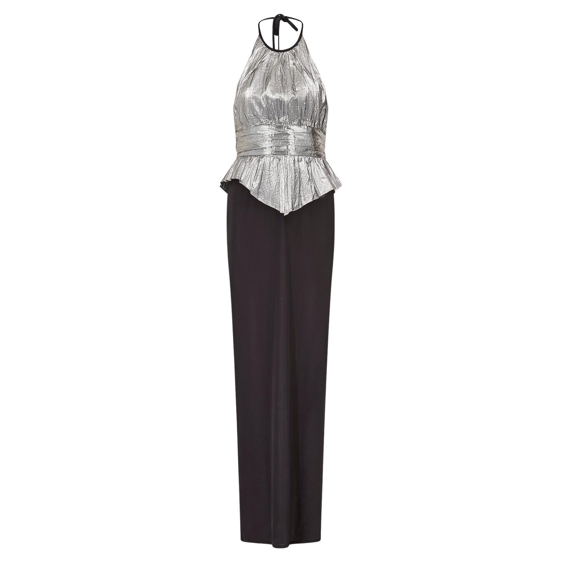 Vestido Radley de los años 80 de lúrex plateado y jersey negro en venta