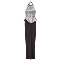 Vintage 1980s Radley Silver Lurex and Black Jersey Dress