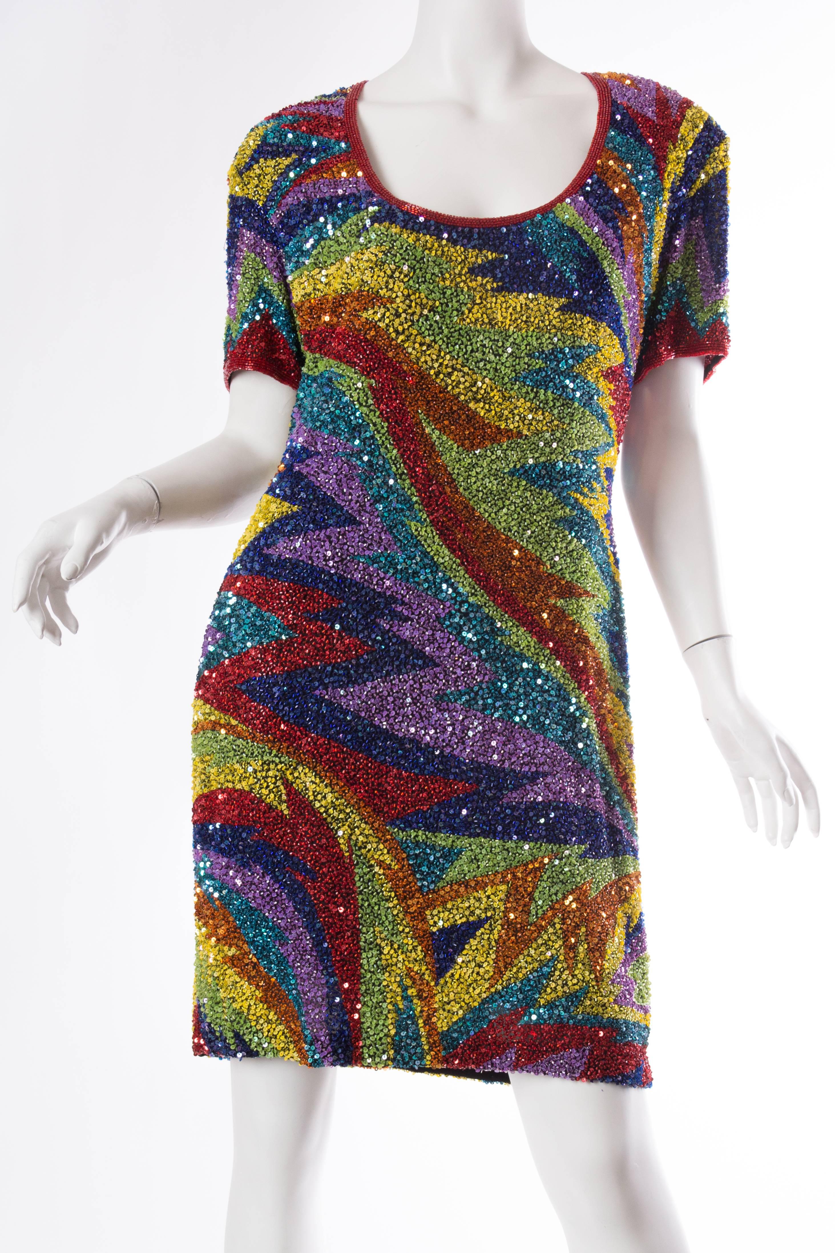 rainbow beaded dress