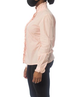 1980S RALPH LAUREN Baby Pink Victorian Cotton Shirt