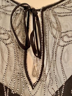 1980's Ralph Lauren Beaded Black Chiffon Top