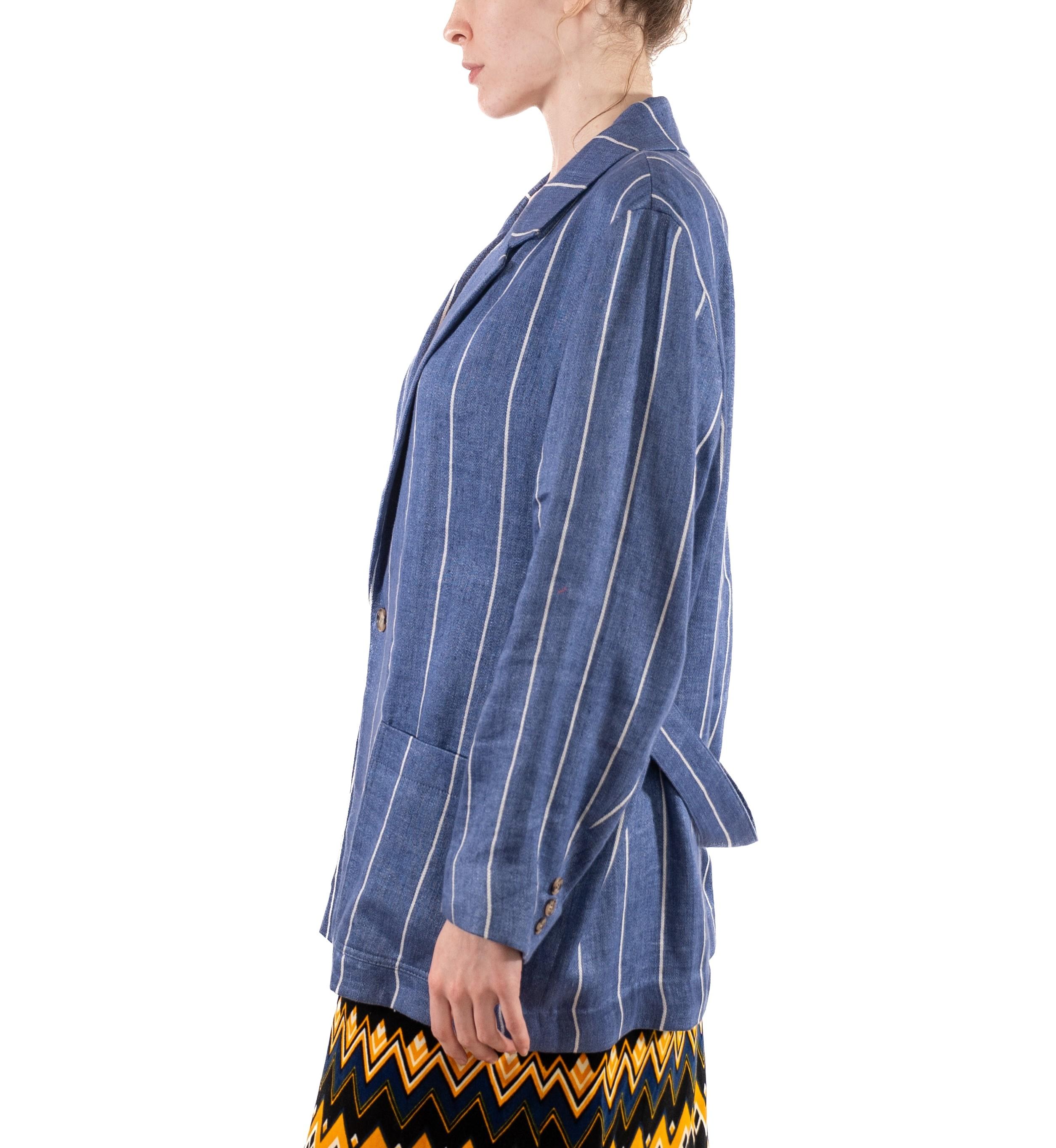 Purple 1980S Ralph Lauren Blue & White Striped Cotton Jacket For Sale