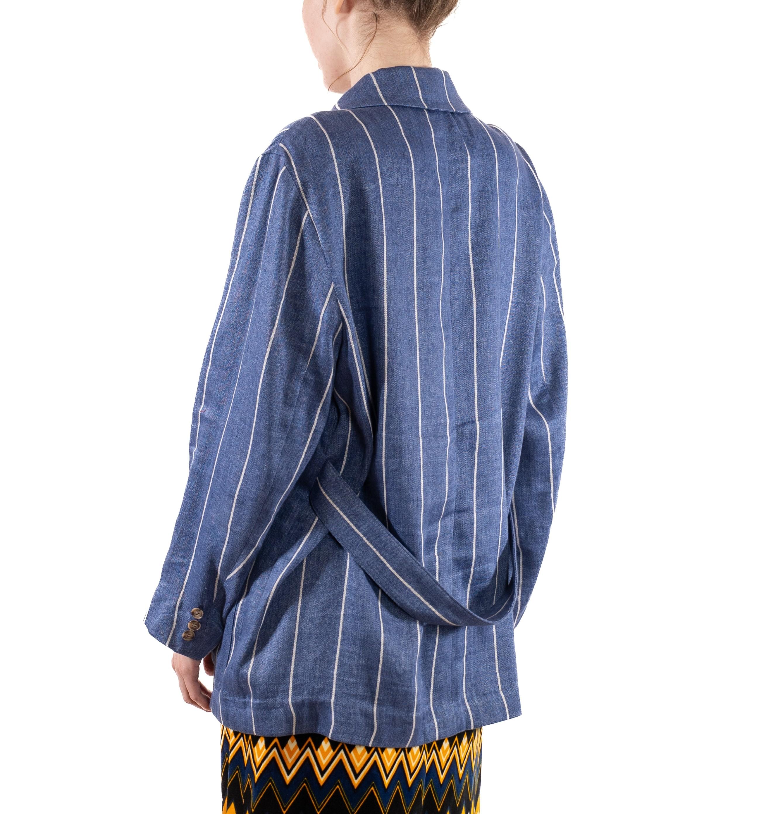 1980S Ralph Lauren Blue & White Striped Cotton Jacket For Sale 3