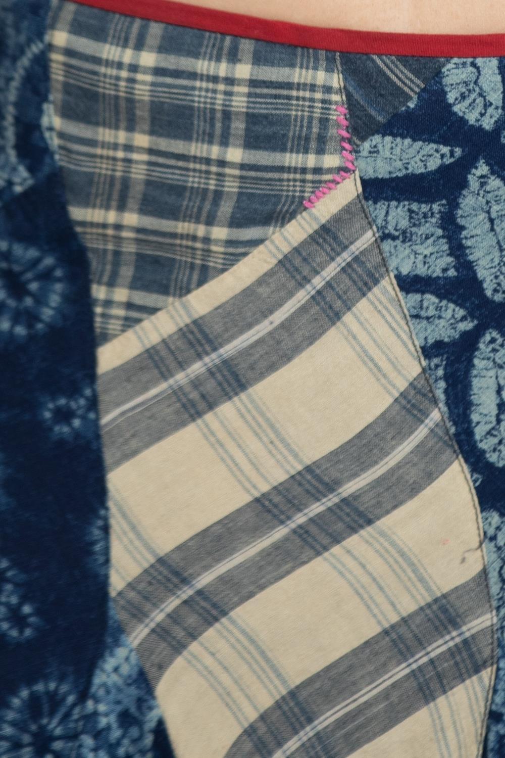 1980S Ralph Lauren Indigo Blue Linen Patchwork Skirt 6