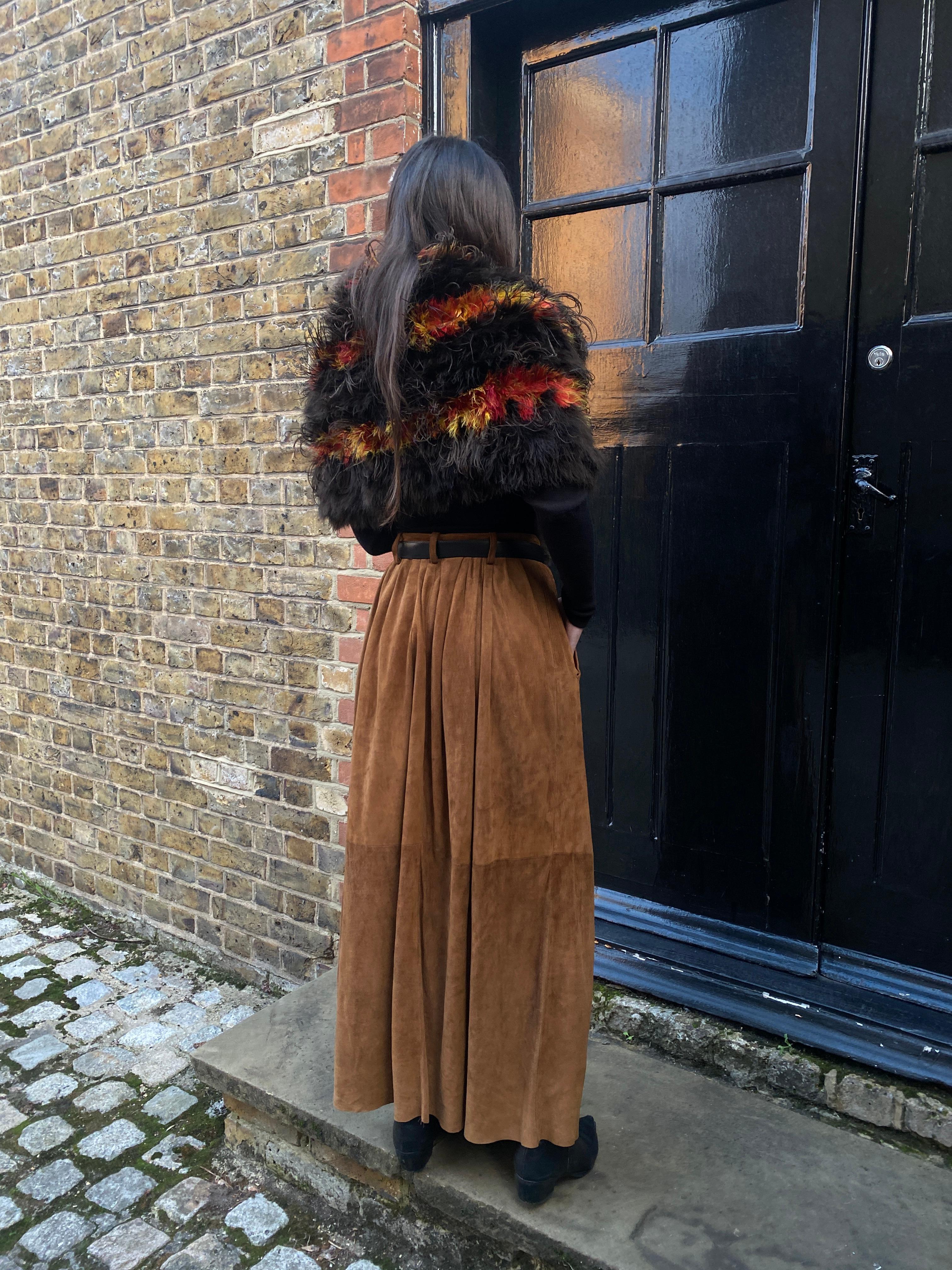 1980s Ralph Lauren Mainline Brown Suede Maxi Skirt 2