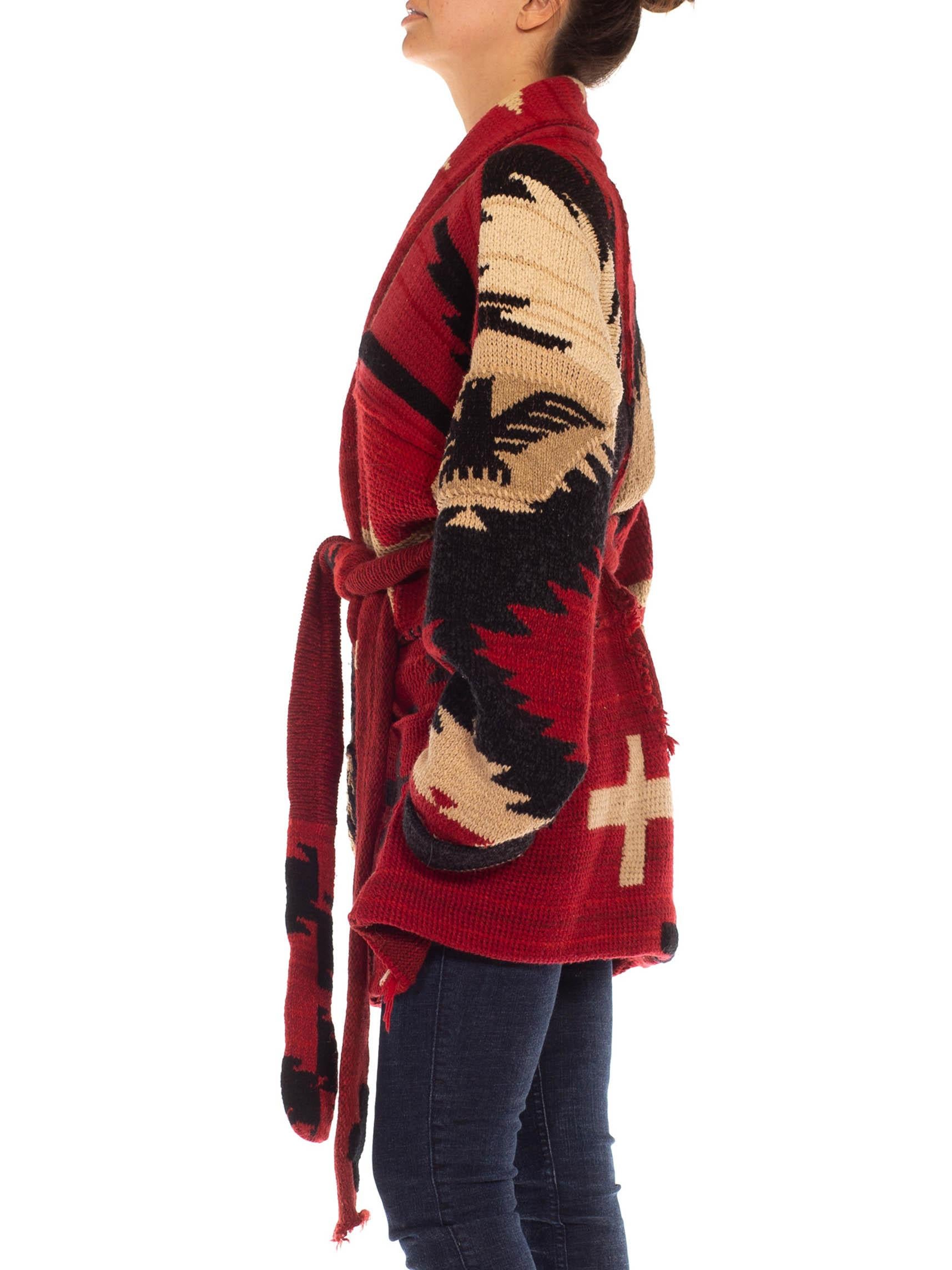 Red 1980S RALPH LAUREN POLO Wool Blend Intarsia Hand-Knit Sweater