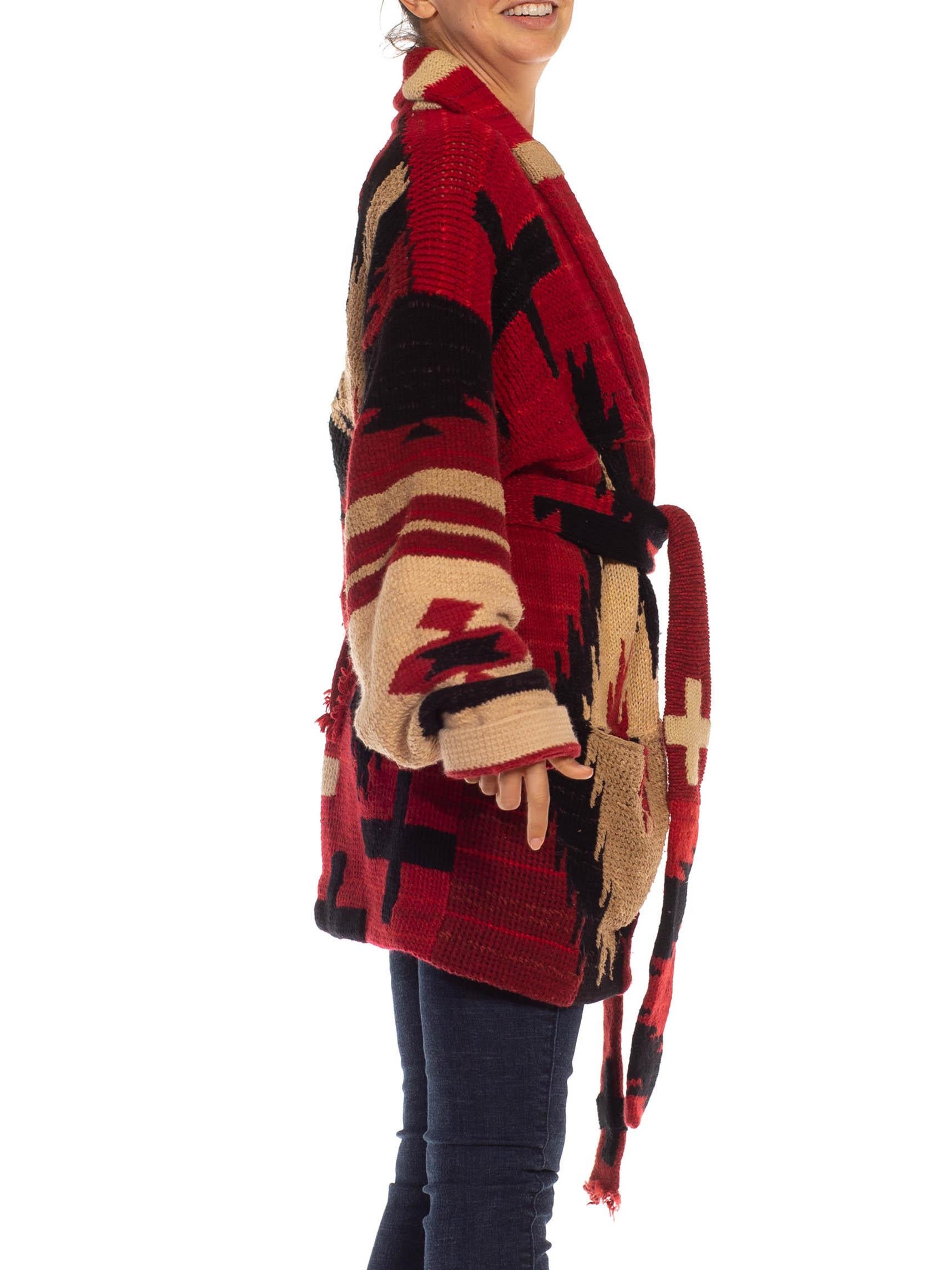 1980S RALPH LAUREN POLO Wool Blend Intarsia Hand-Knit Sweater In Excellent Condition In New York, NY
