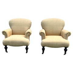 1980s Ralph Lauren Style Large Beige Gold Library Castors Chair