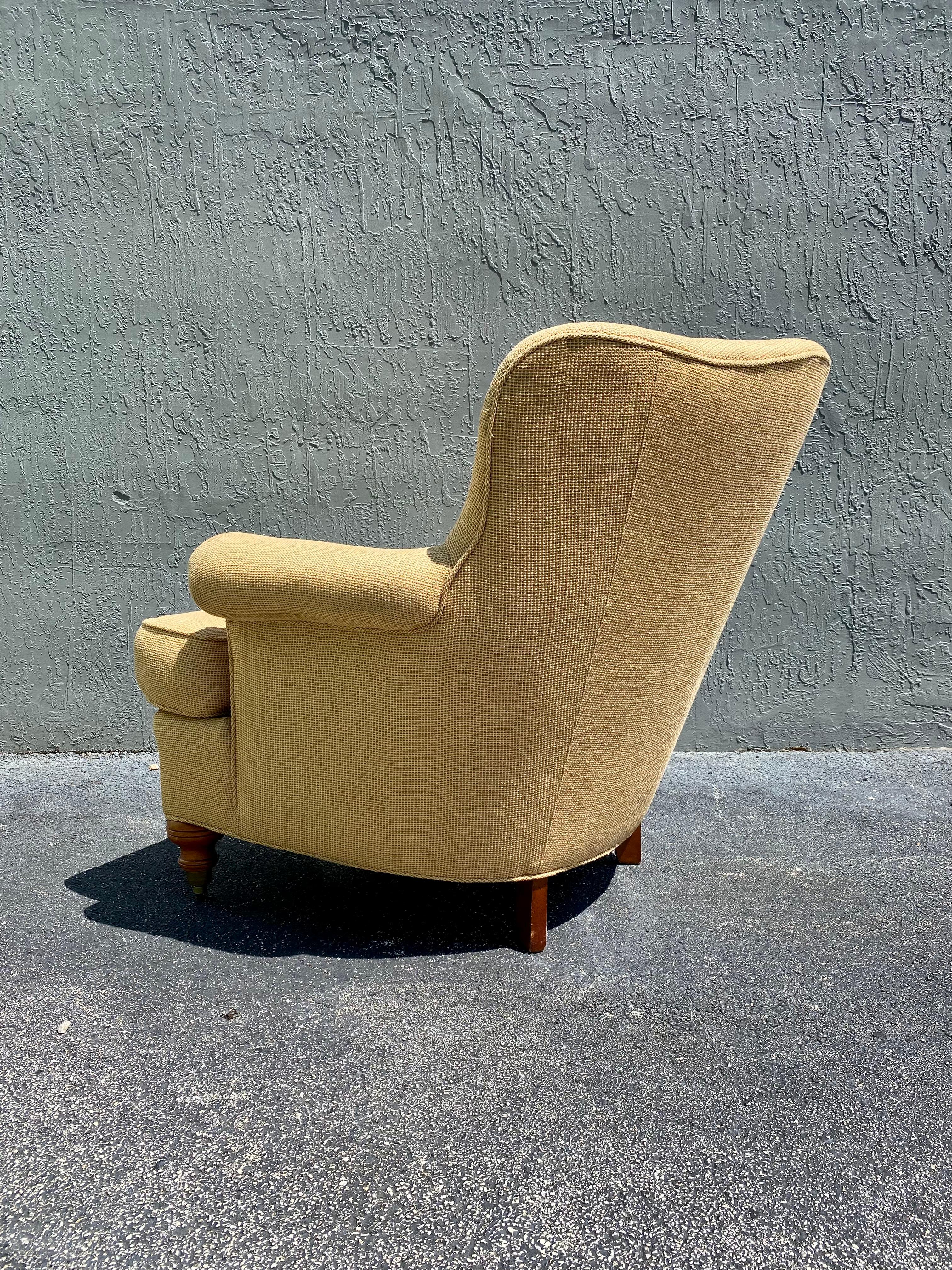 1980s Ralph Lauren Style Large Tweed Library Castors Chair  For Sale 2