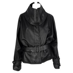 1980s Randolph Duke Belted Leather Convertible Moto Jacket