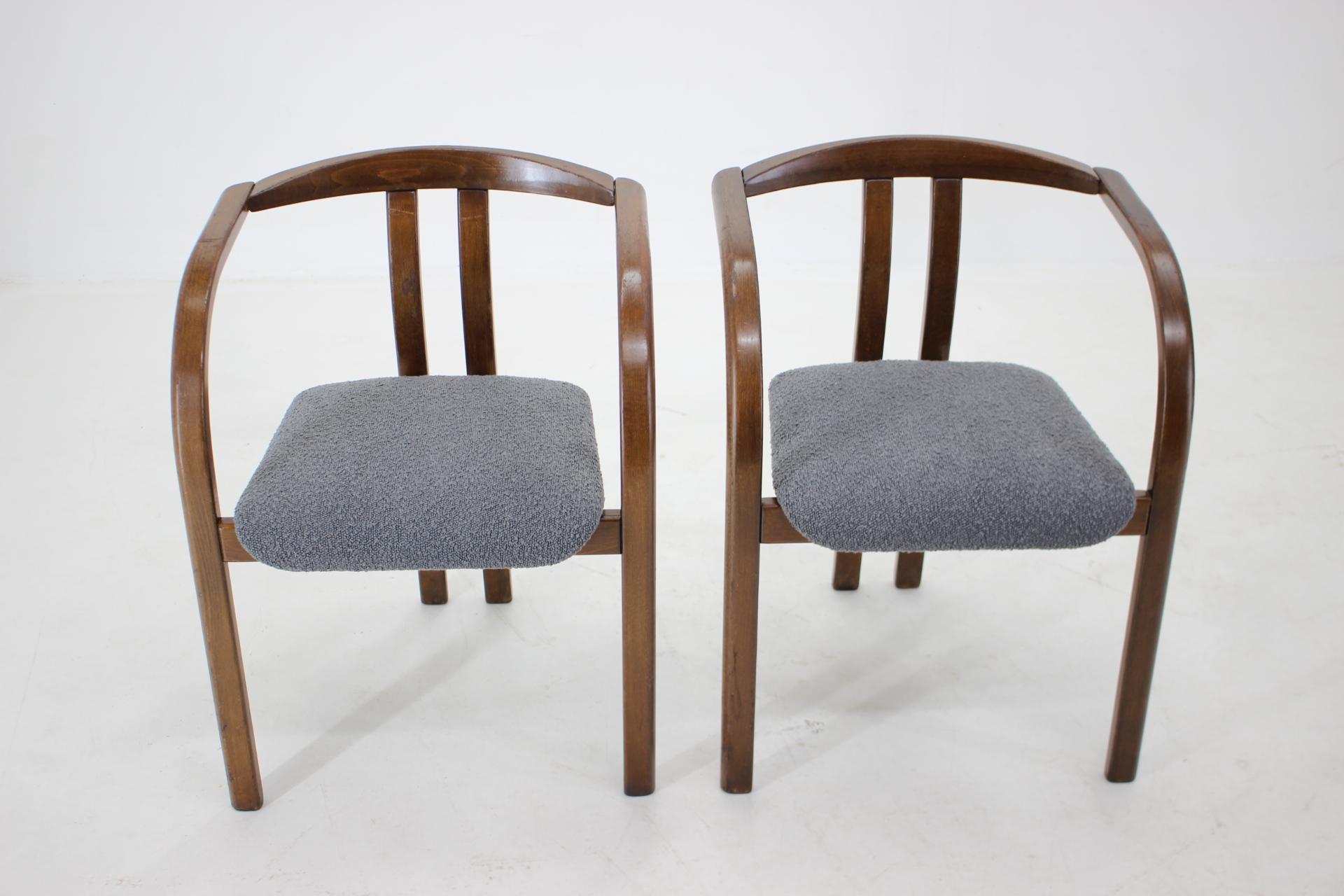 Czech 1980s Rare Dining/Side Chair by TON in Grey Bouclé Fabric, Up to 20 Pieces For Sale