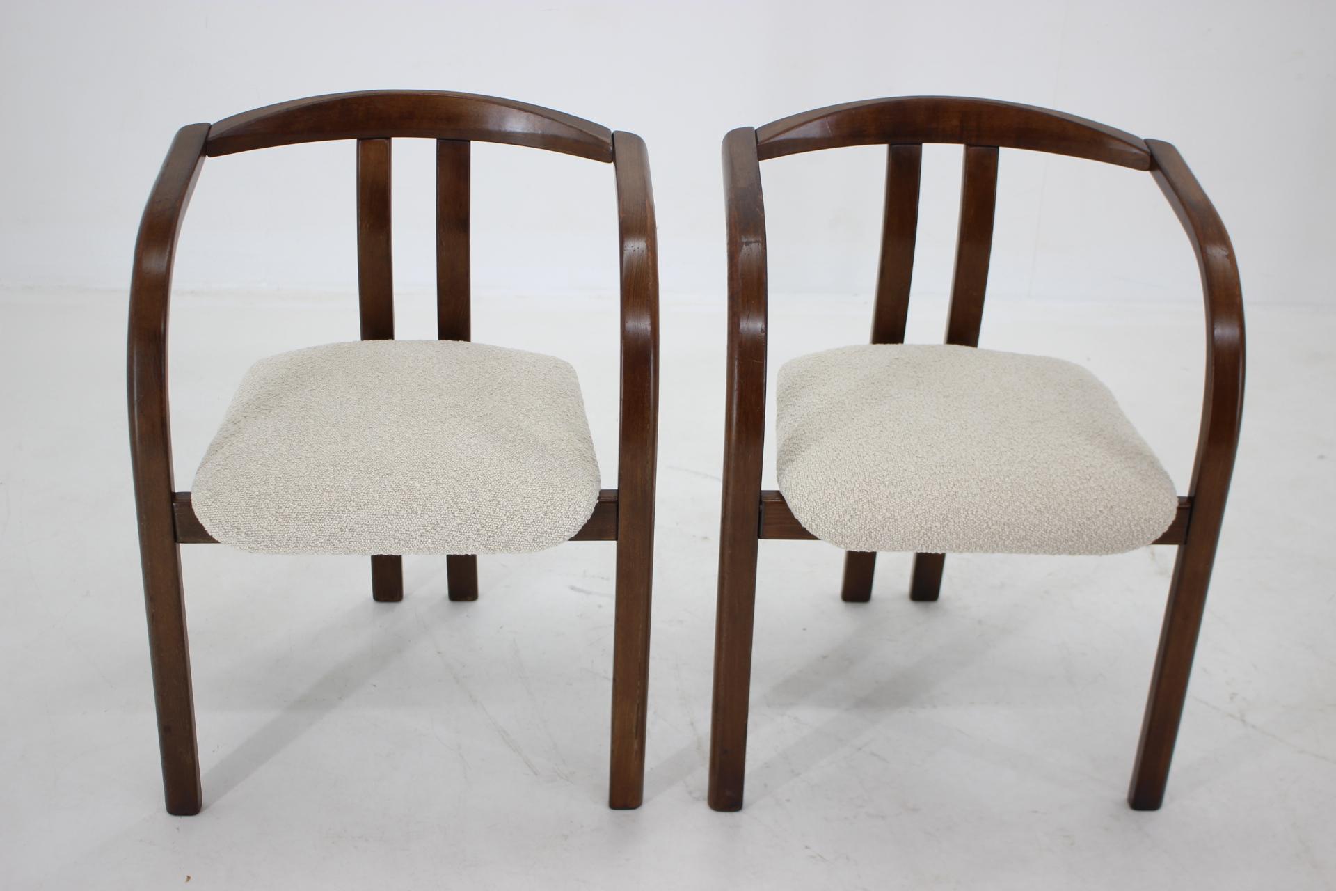 Czech 1980s Rare Dining/Side Chair by Ton in White Cream Bouclé Fabric, Up to 20Pieces For Sale