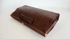 Donna Karan 1980s Caiman Crocodile Clutch