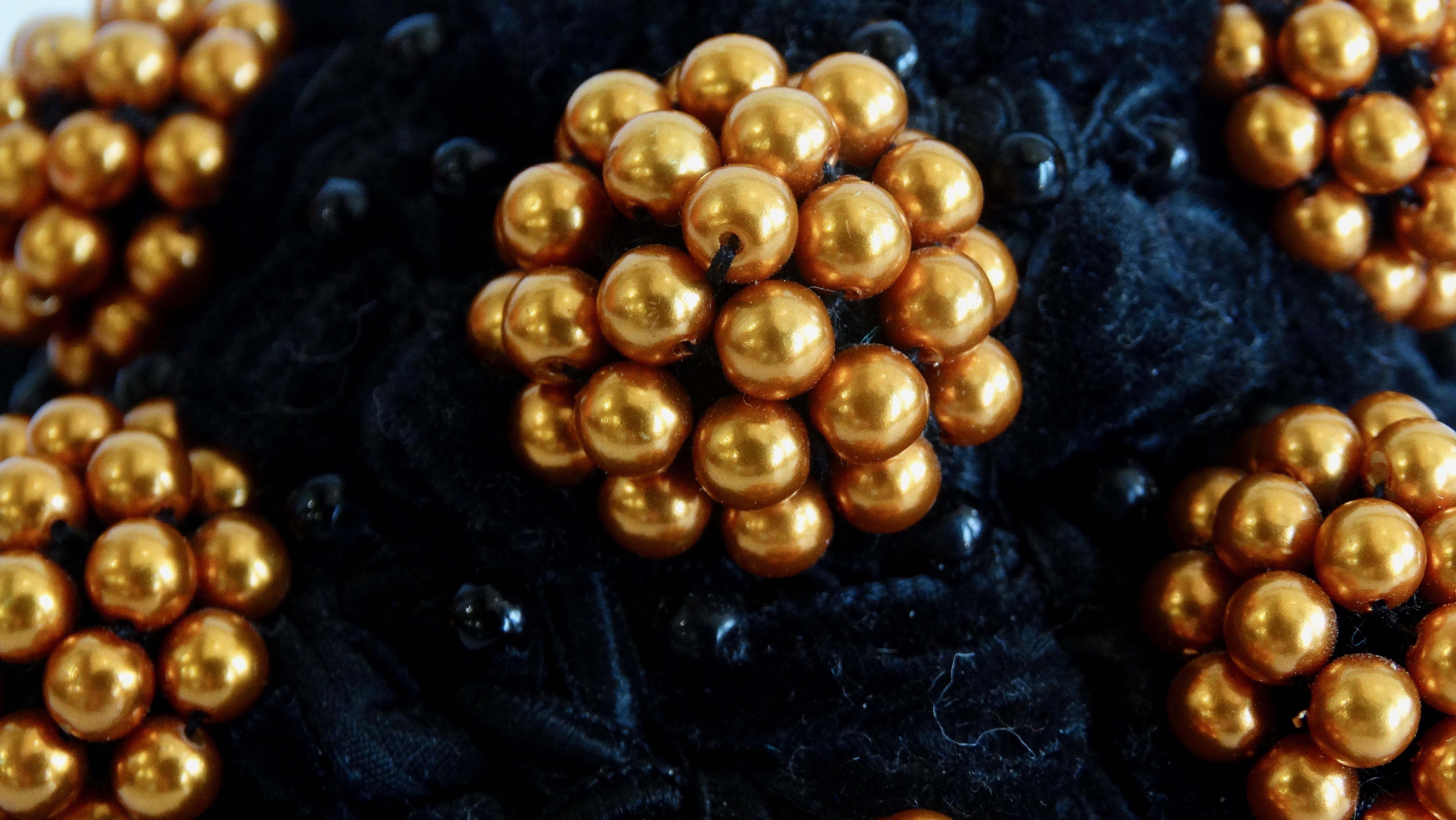 Black Isabel Canovas 1980s Beaded Cluster Bun Cover 