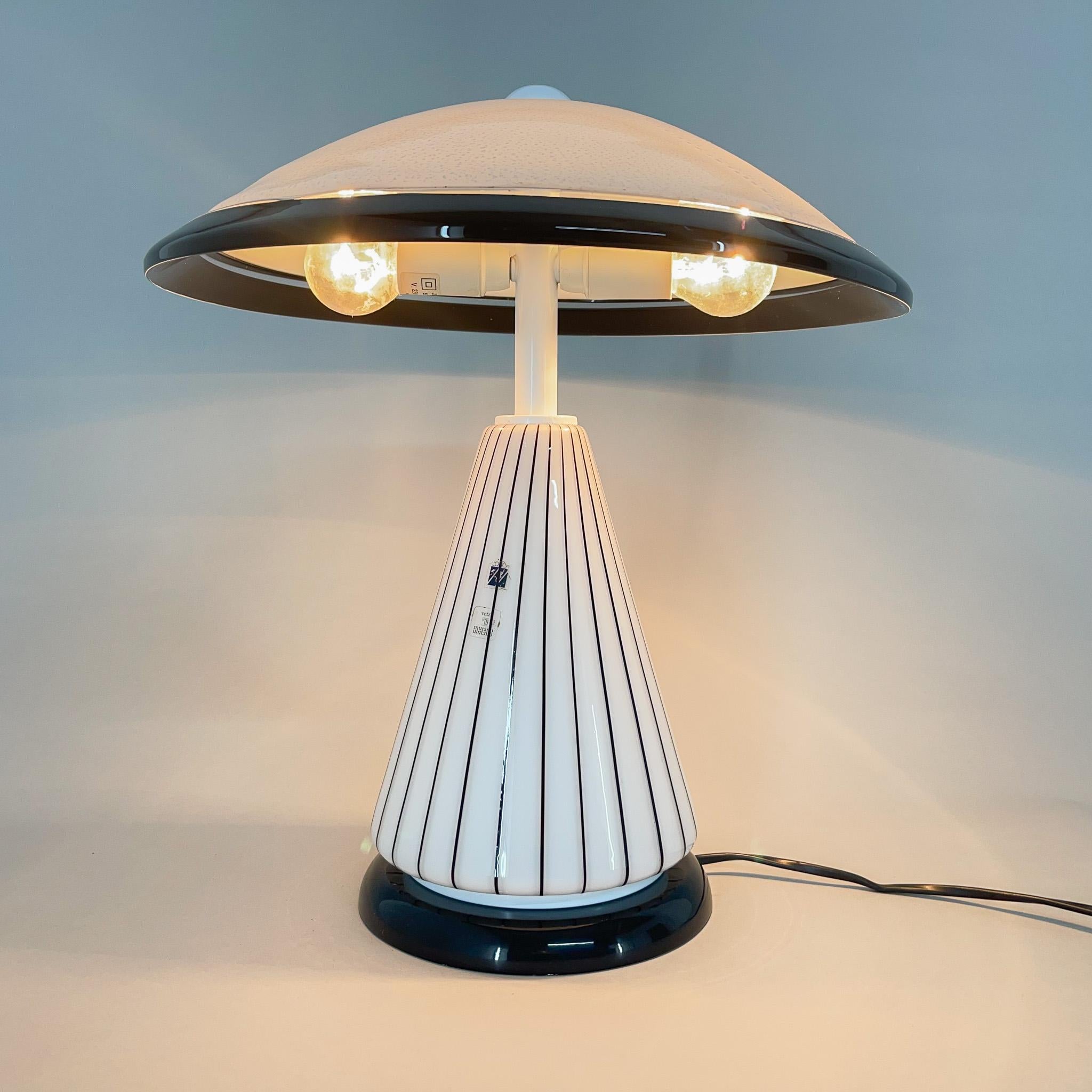 1980's Rare Italian Mushroom Vetri Murano Glass Table Lamp by ZONCA, Labeled For Sale 3