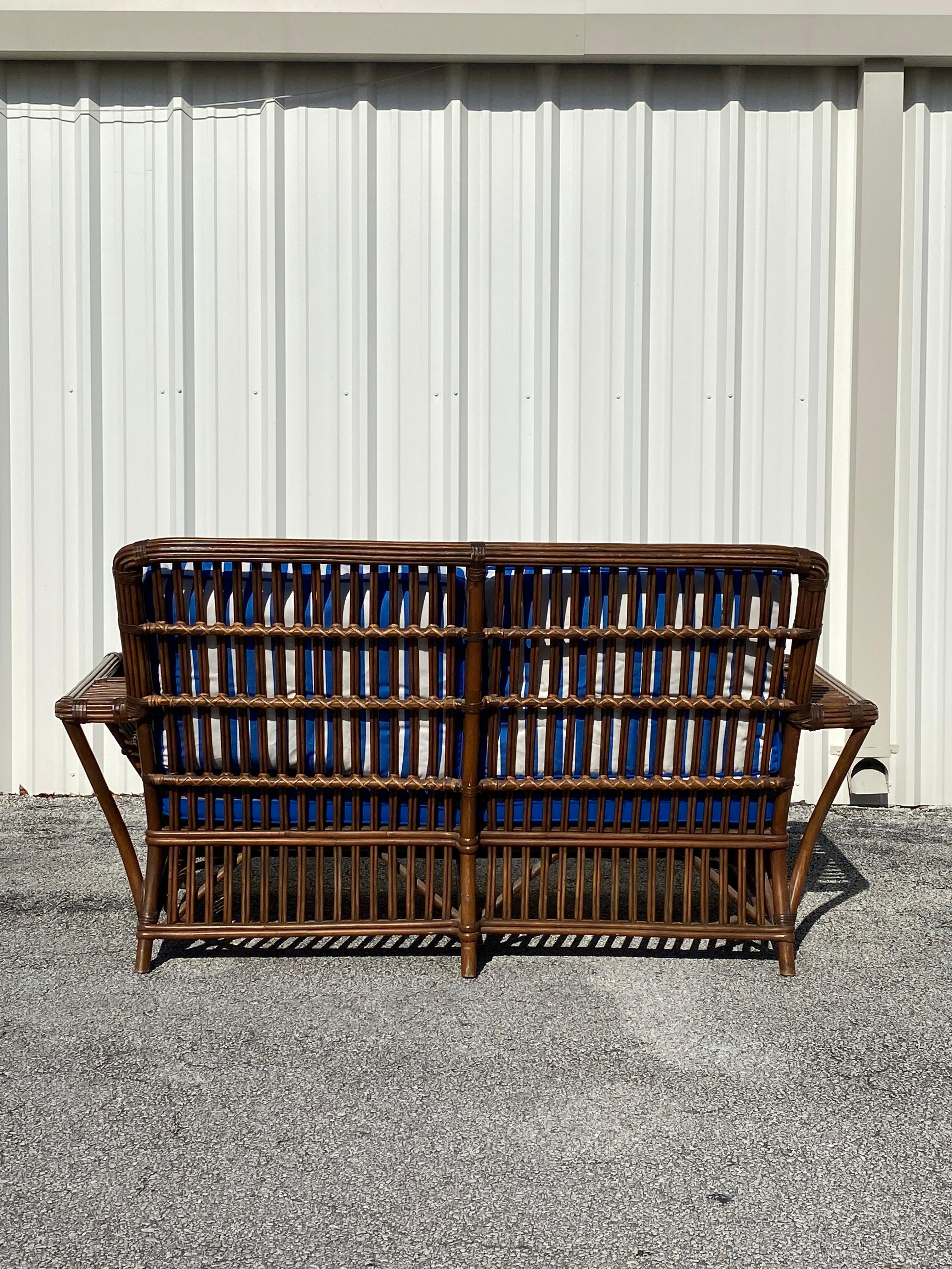 1980s Rare Palecek Sculptural Rattan President Sofa For Sale 9