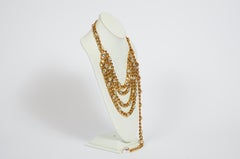 1980's Rare Vintage Chanel 4 Strand Gold Chain Rhinestone Necklace or Belt