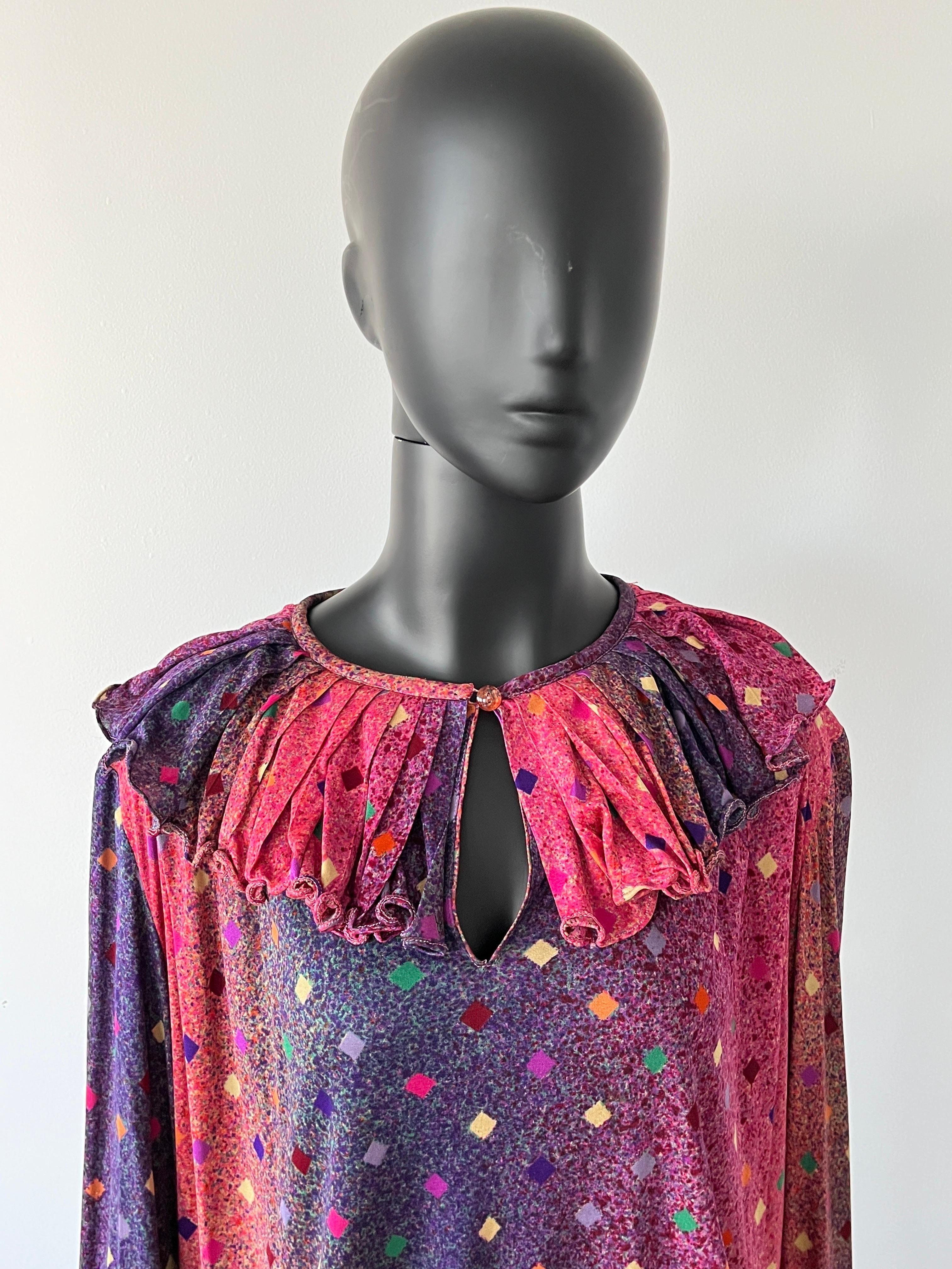 1980s Vintage MISSONI Harlequin silk skirt / vest / Top - 3 piece set For Sale 5