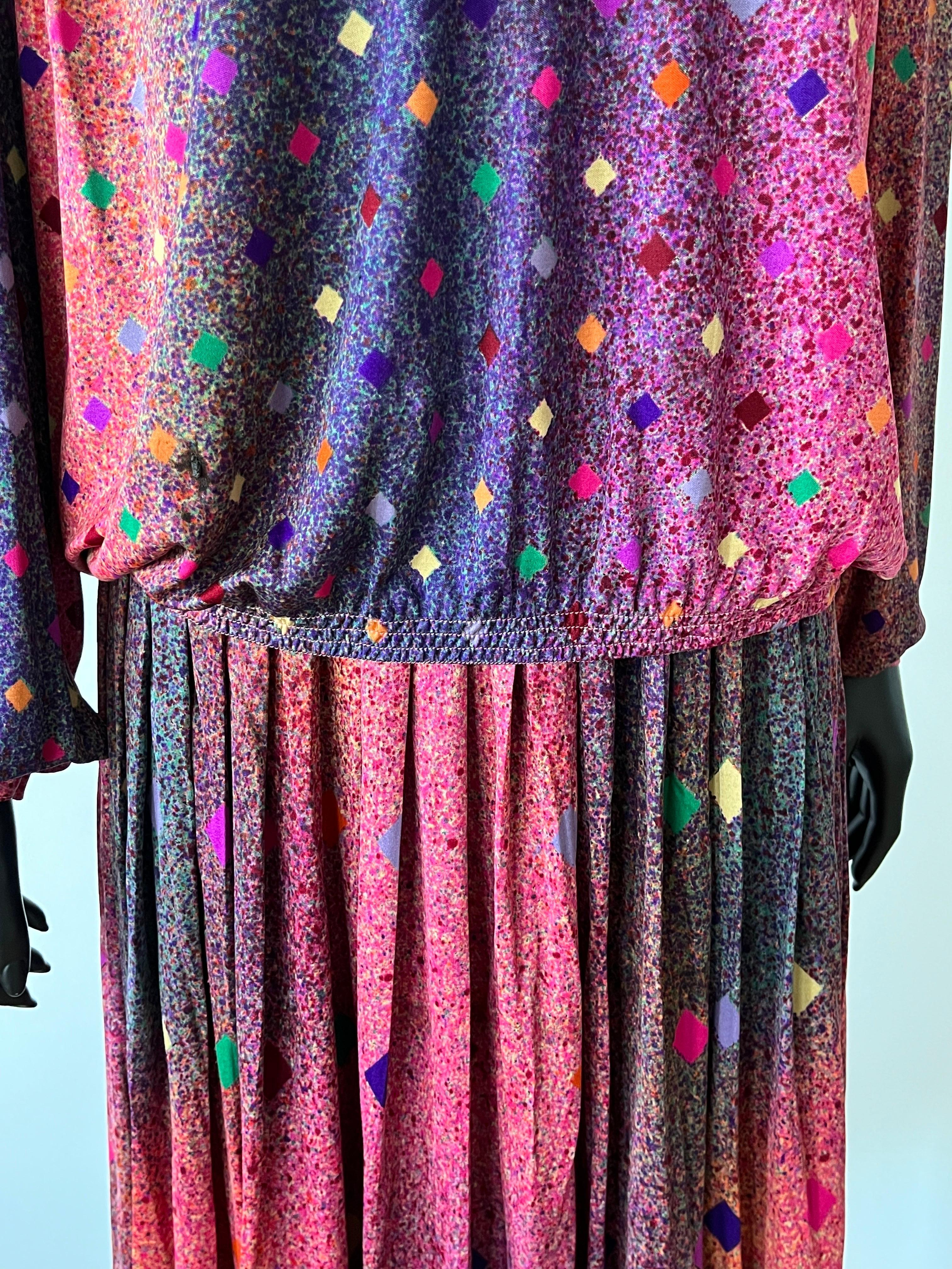 1980s Vintage MISSONI Harlequin silk skirt / vest / Top - 3 piece set For Sale 7