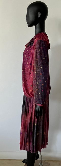 1980s Vintage MISSONI Harlequin silk skirt / vest / Top - 3 piece set