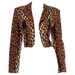 Patrick Kelly - Blazer en coton dentelé imprimé léopard, vintage, rare, P/E 1989