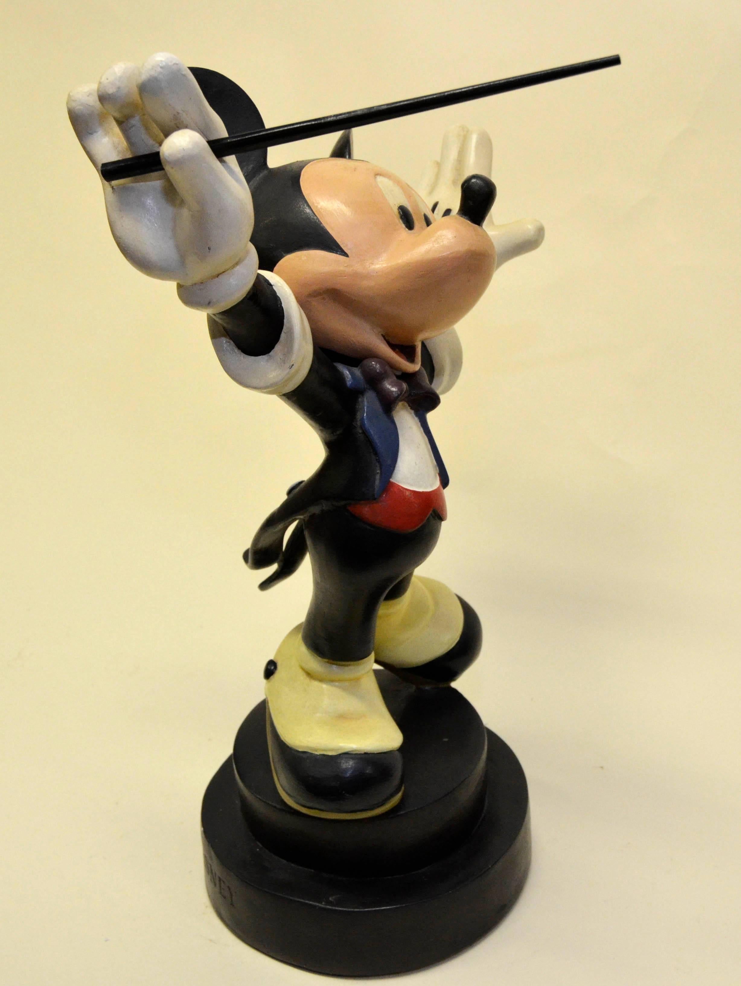 1980s Rare Walt Disney Mickey Mouse Conductor Statue in Fiberglass 1