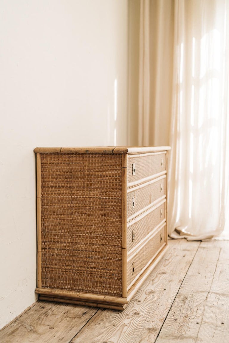 1980's Rattan Chest of Drawers at 1stDibs