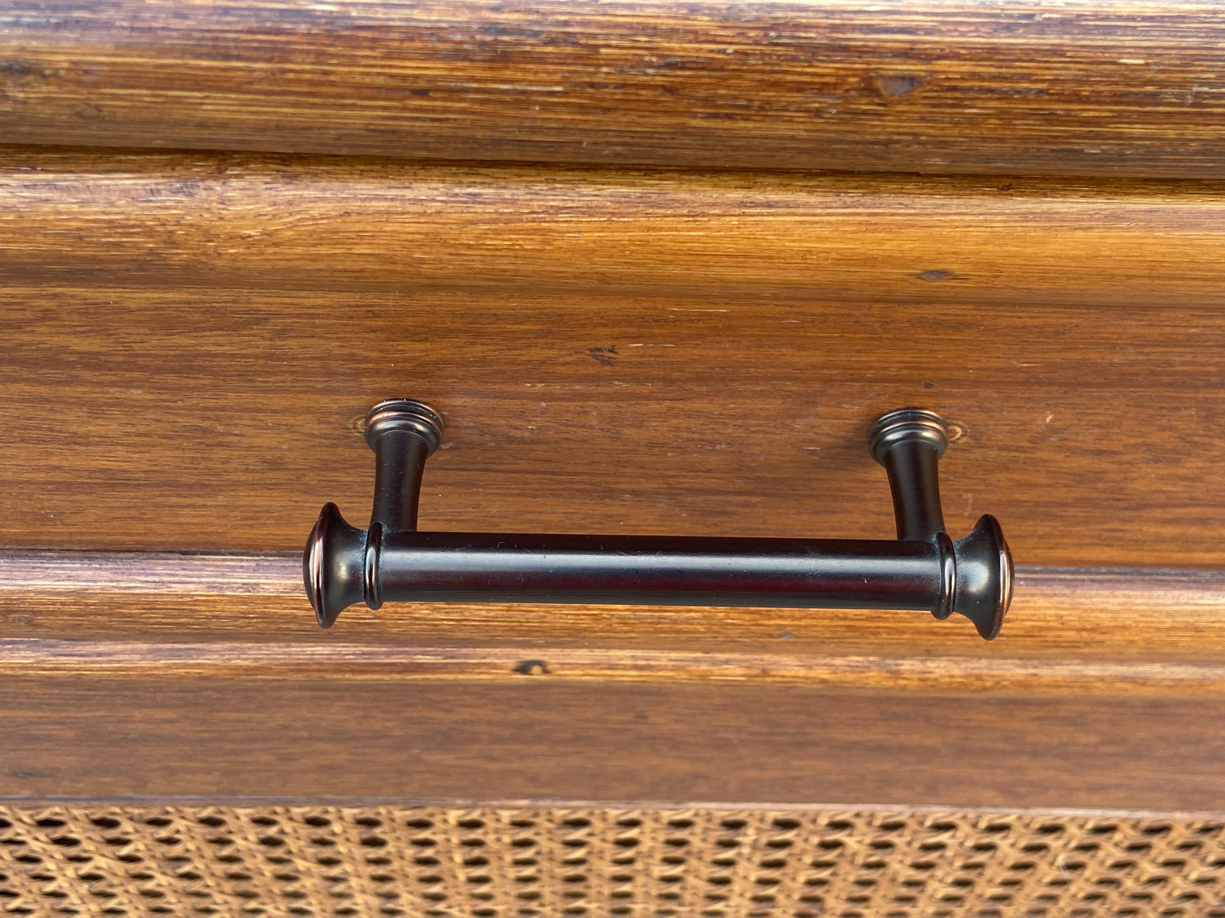 Credenza in rattan anni '80 con cassetti e armadietti in vendita 5