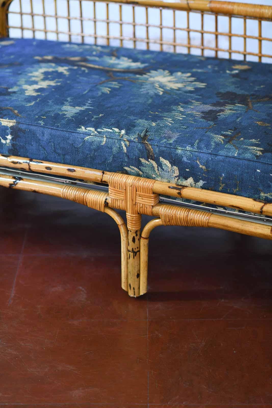 Italian 1980s Rattan daybed