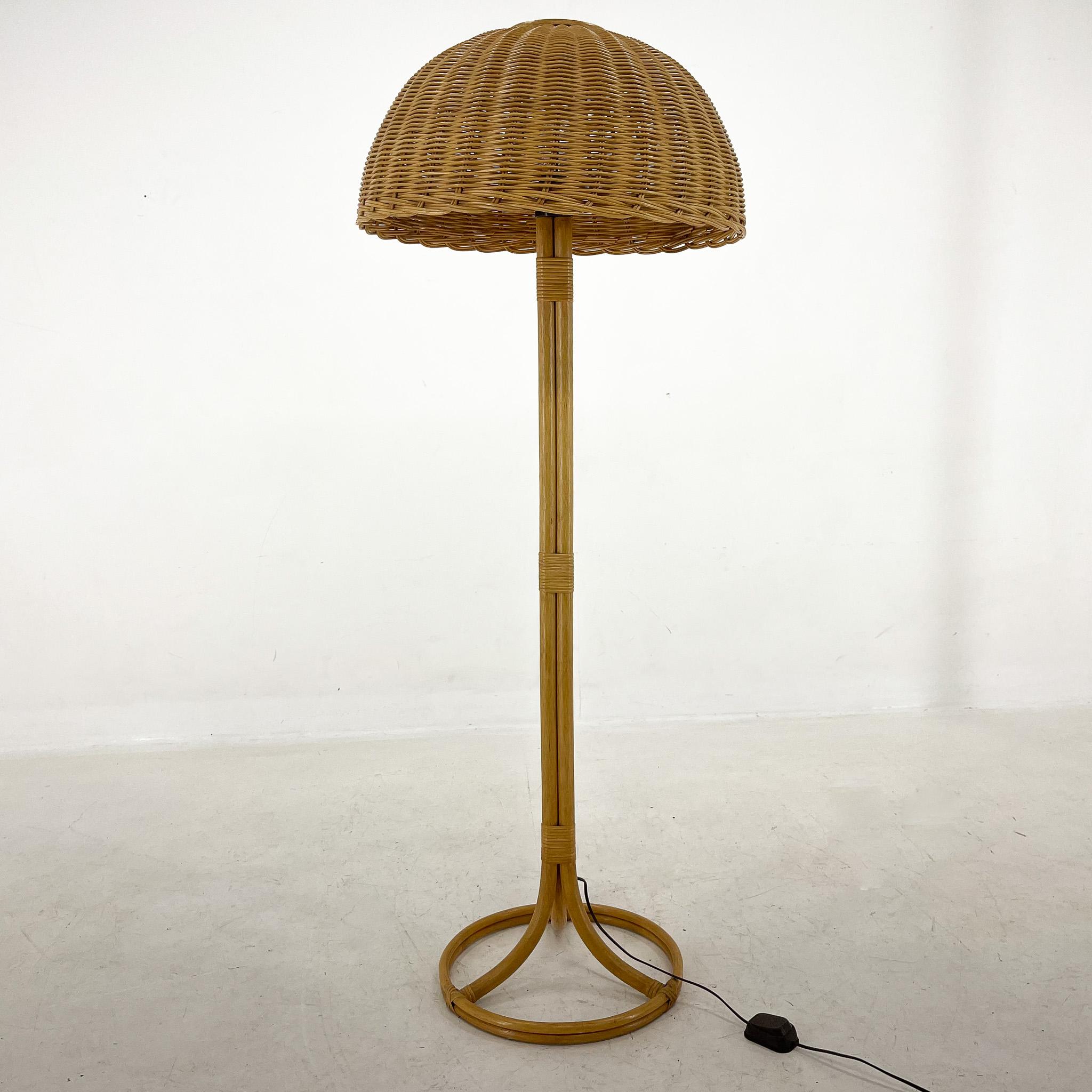 1980's Rattan Floor Lamp, Czechoslovakia For Sale 7