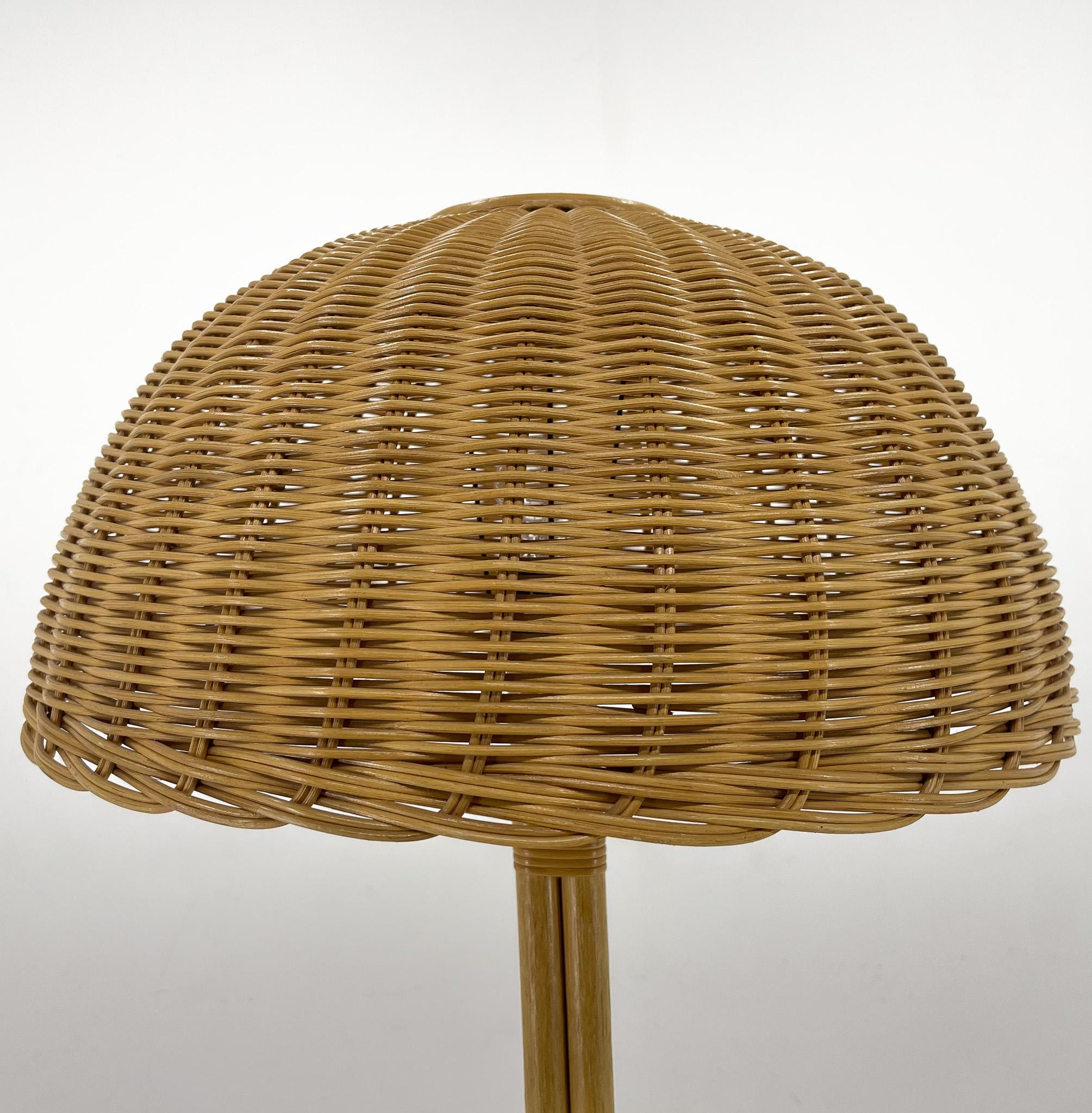 1980's Rattan Floor Lamp, Czechoslovakia For Sale 1