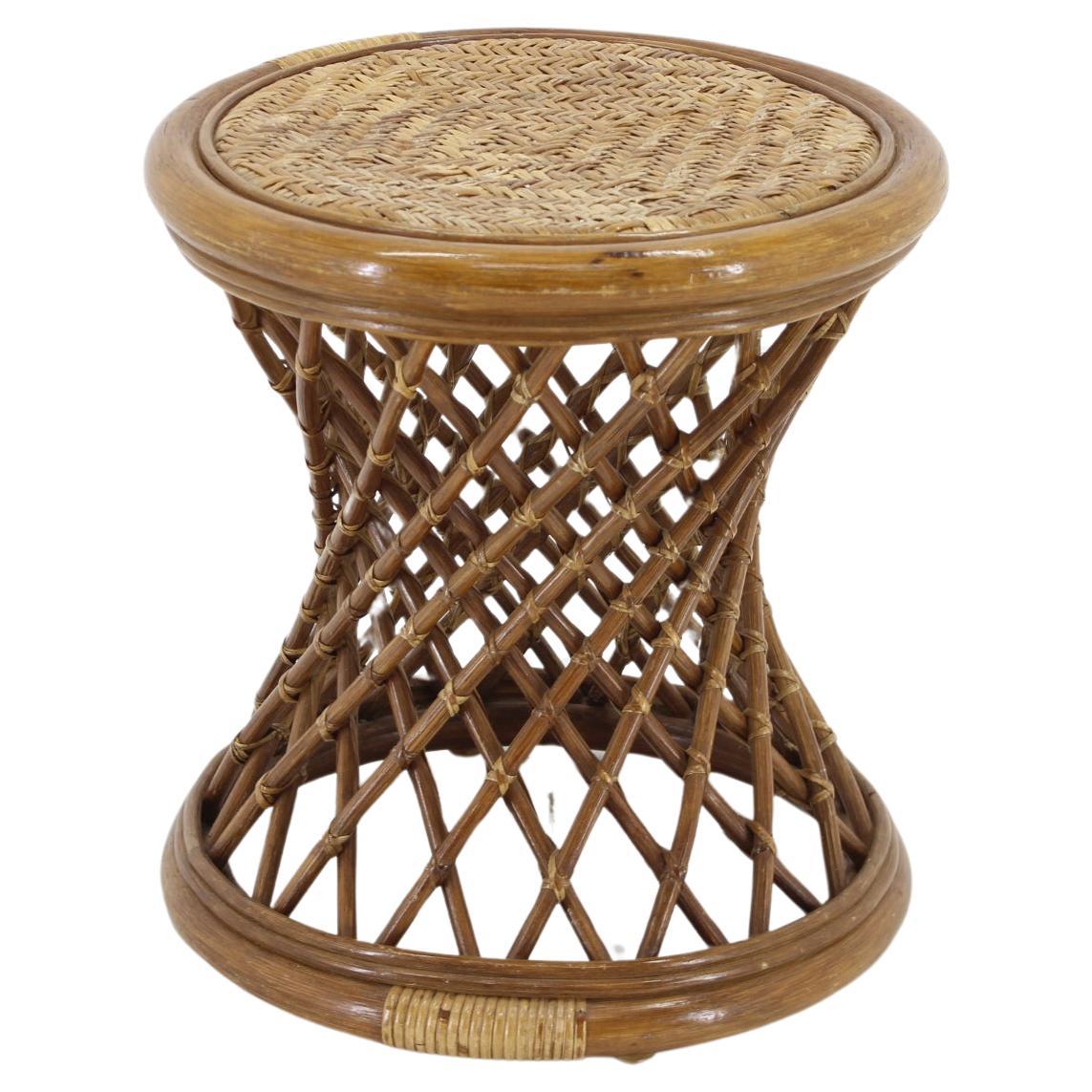 1980s Rattan Stool For Sale