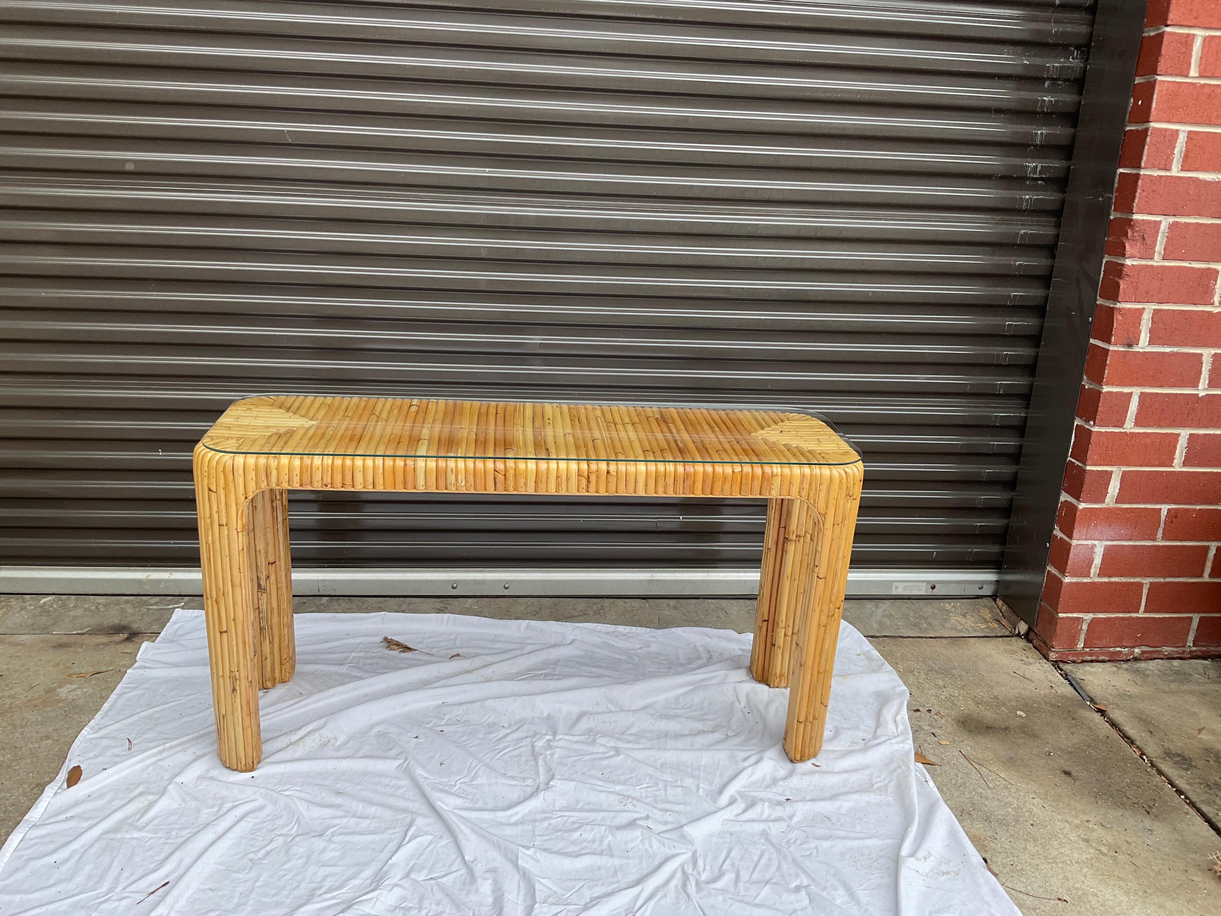 Philippine 1980s Rattan Waterfall Style Console Table