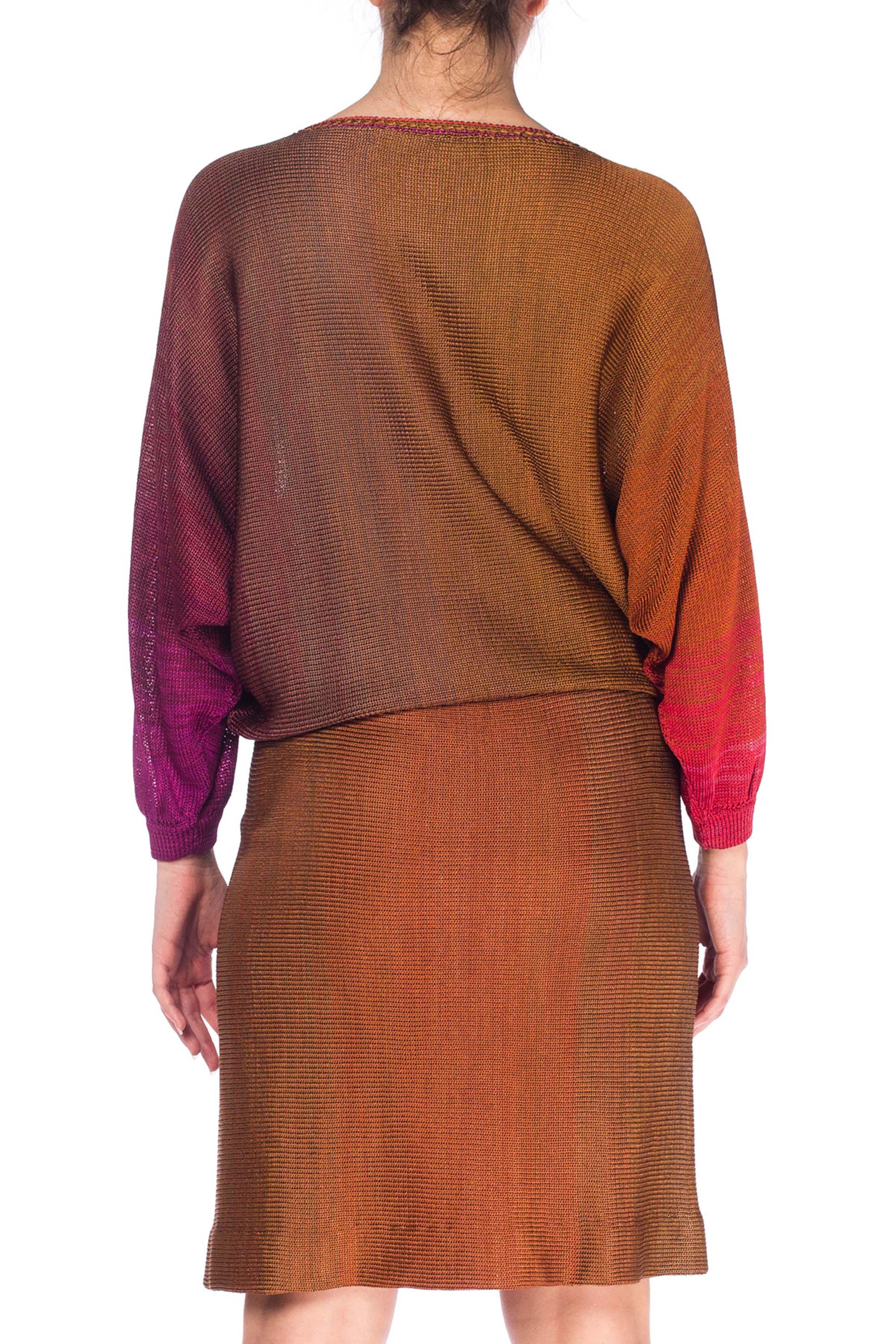 1980S Rayon Knit Ombre Dolman Sweater & Elasticated Waist Skirt Ensemble 2