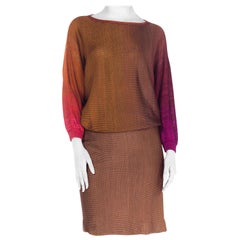 1980S Rayon Knit Ombre Dolman Sweater 
Elasticated Waist Skirt Ensemble