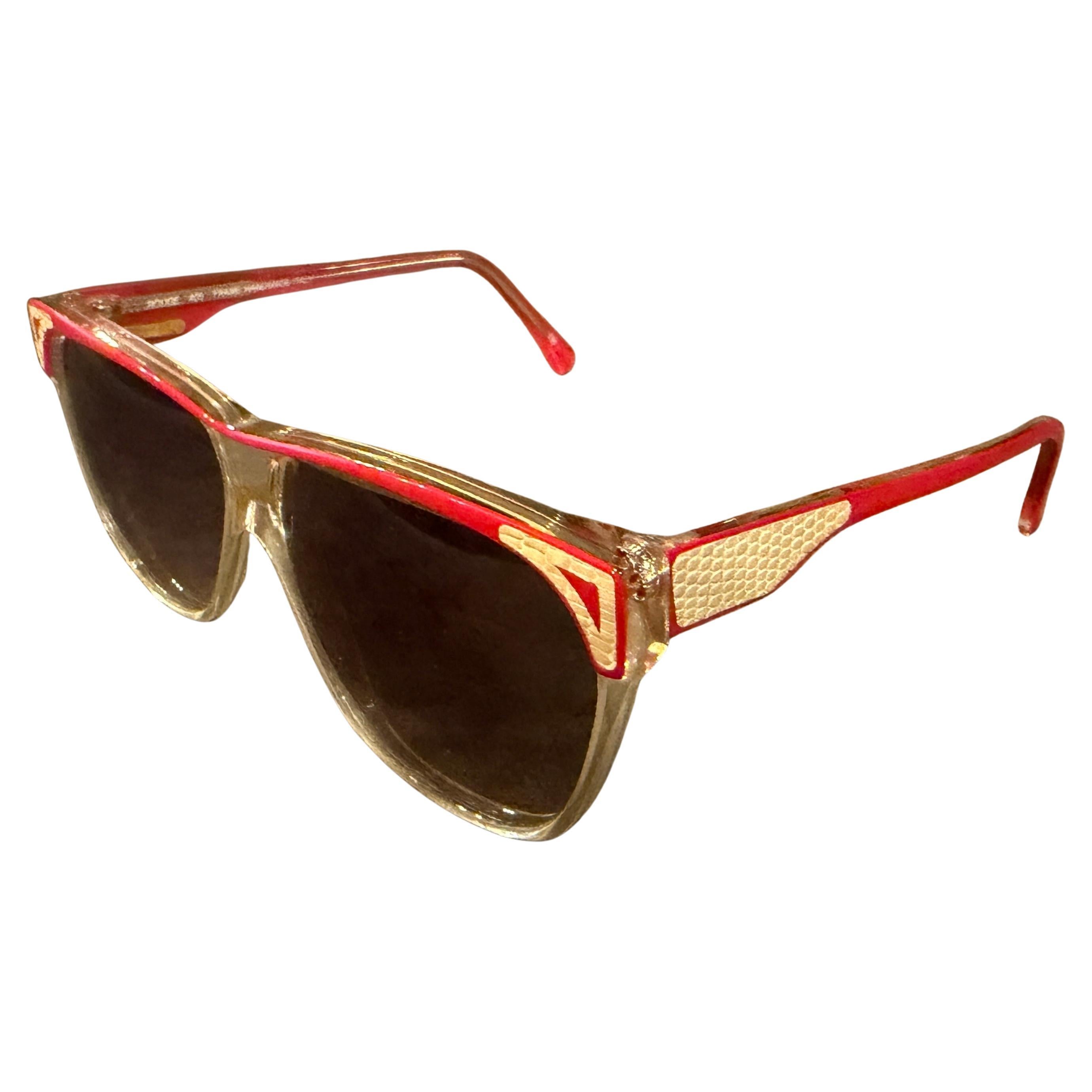 Gafas de sol italianas vintage rojas y blancas de los años 80 de Regine's en venta