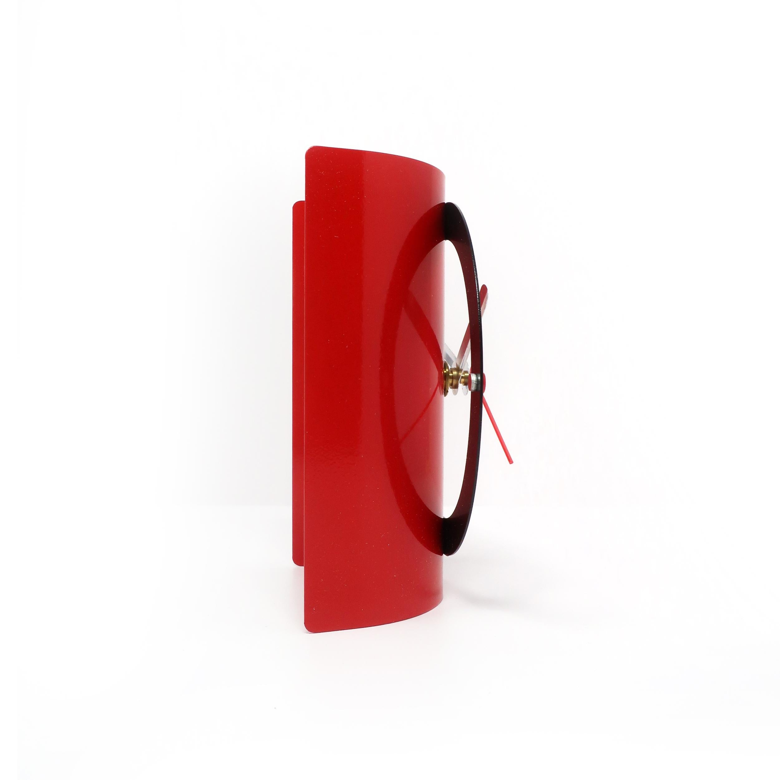 1980s Red & Black Metal Clock by Time Square 1