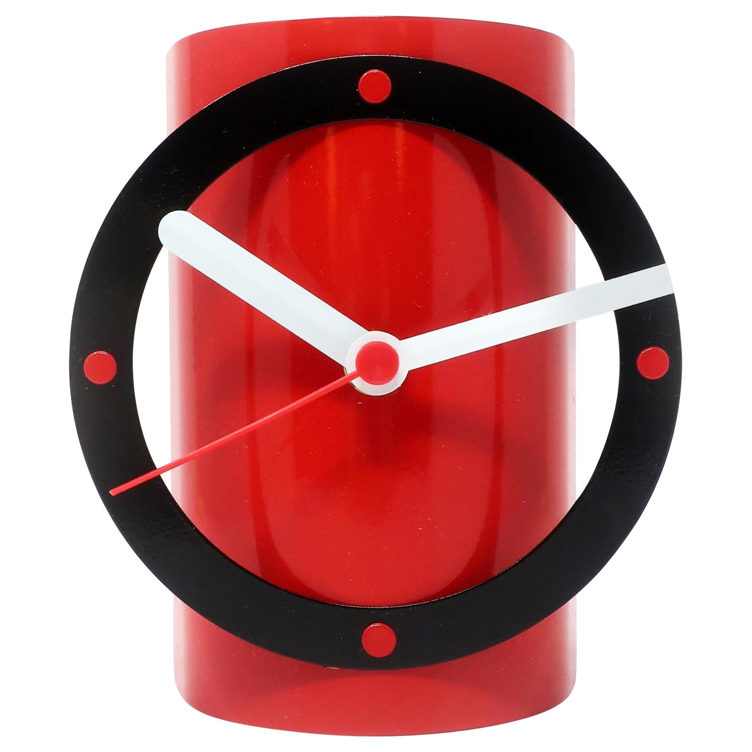 1980s Red & Black Metal Clock by Time Square