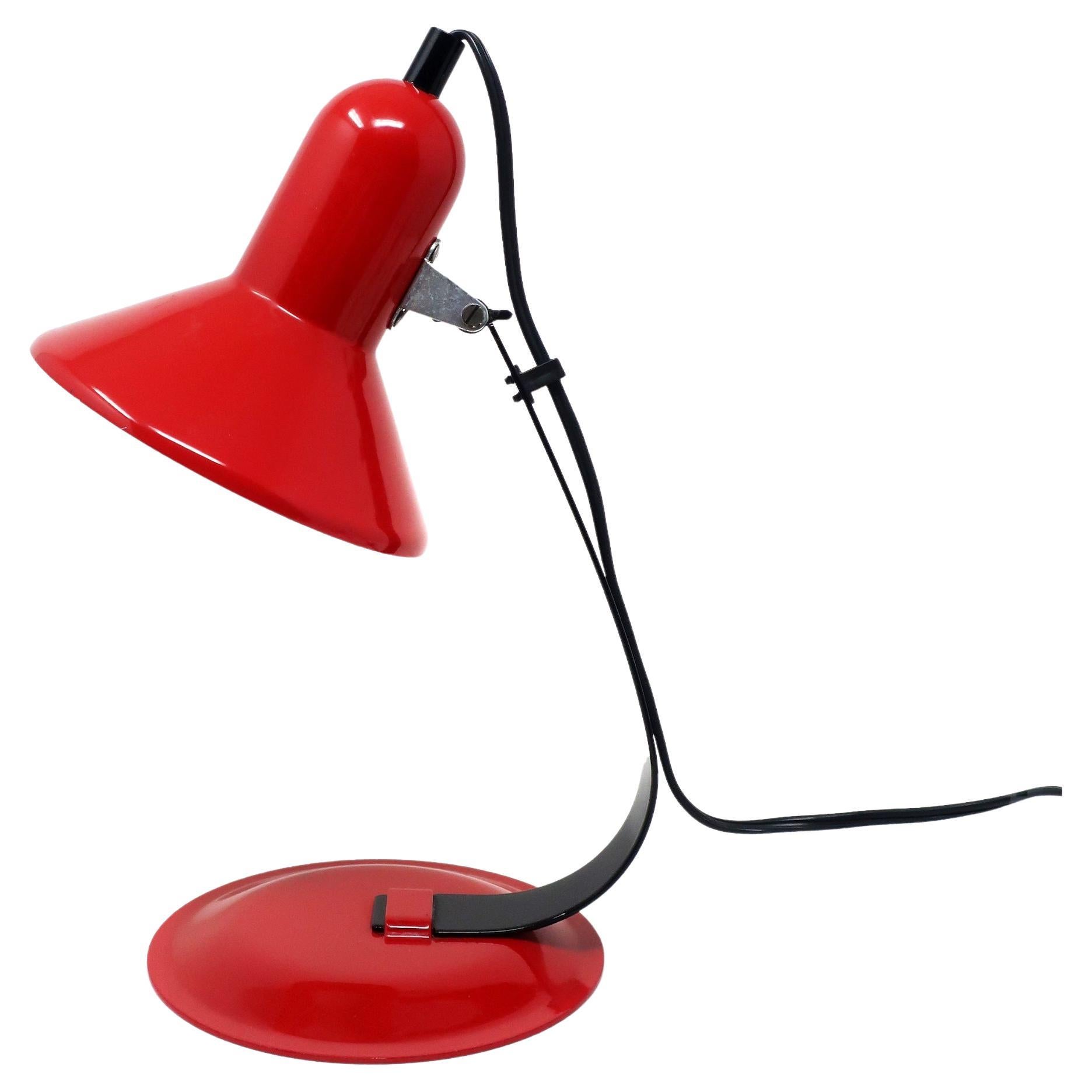1980er Rot-schwarze Metall-Schreibtischlampe
