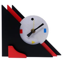 Retro 1980s, Red & Black Stacked Desk or Mantel Clock