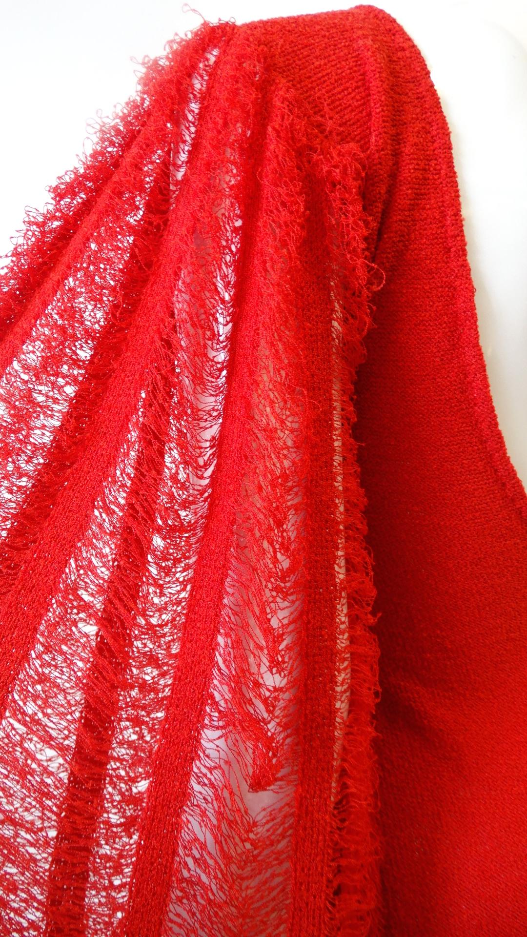 1980s Red Knit Mini Dress With Dramatic Sleeves 9