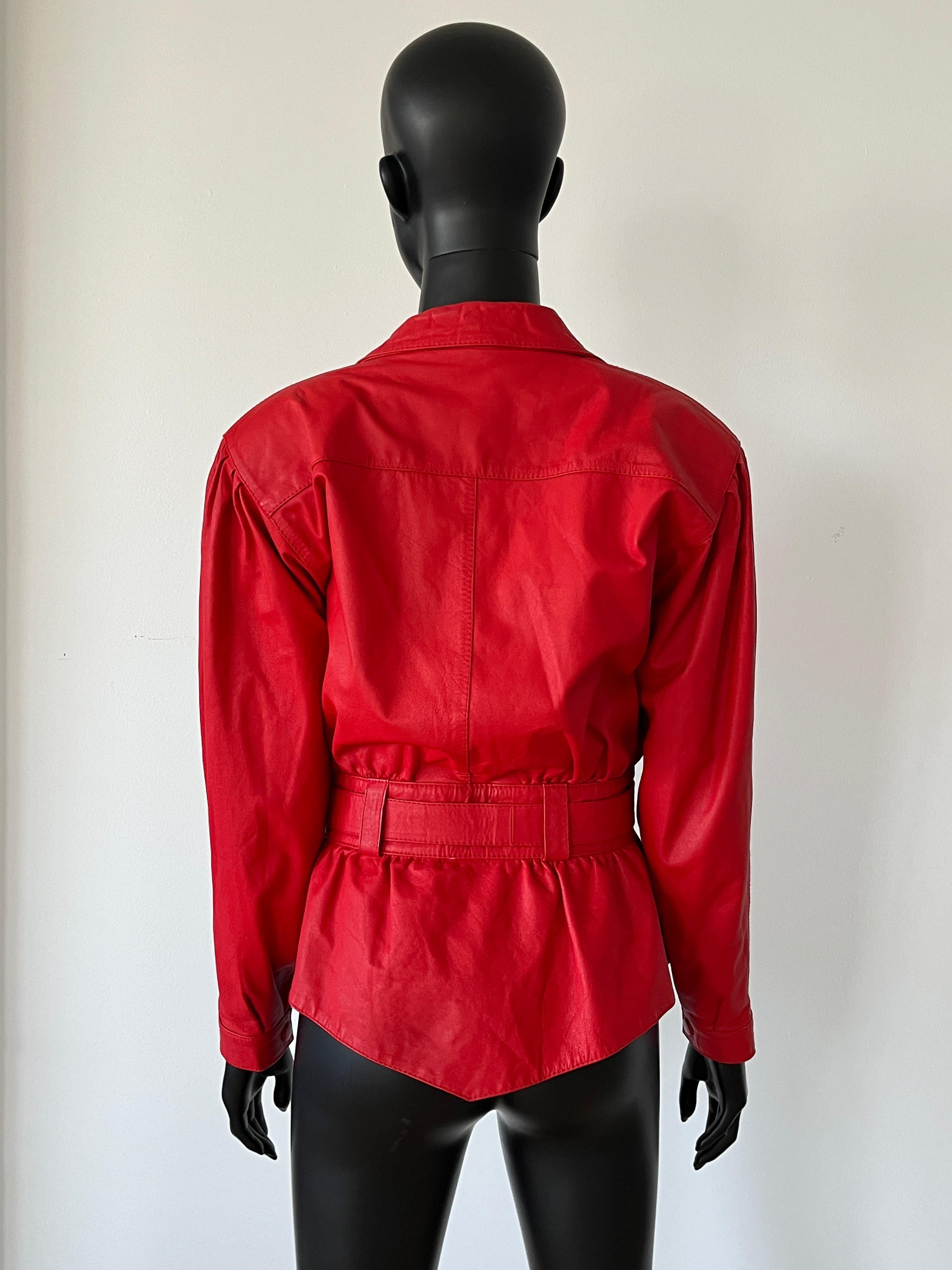 1980s Red Leather Jacket For Sale 6