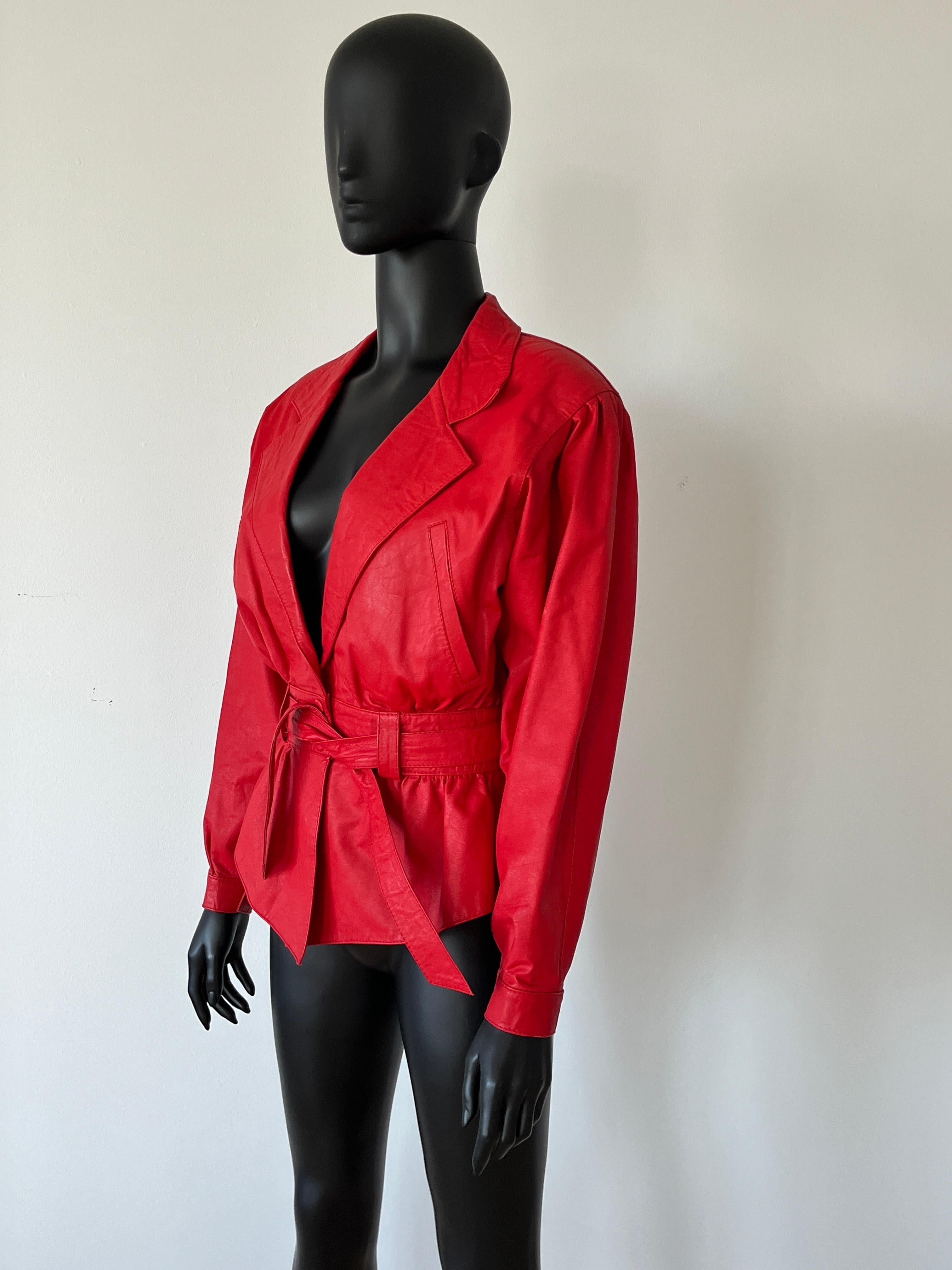 1980s Red Leather Jacket For Sale 1
