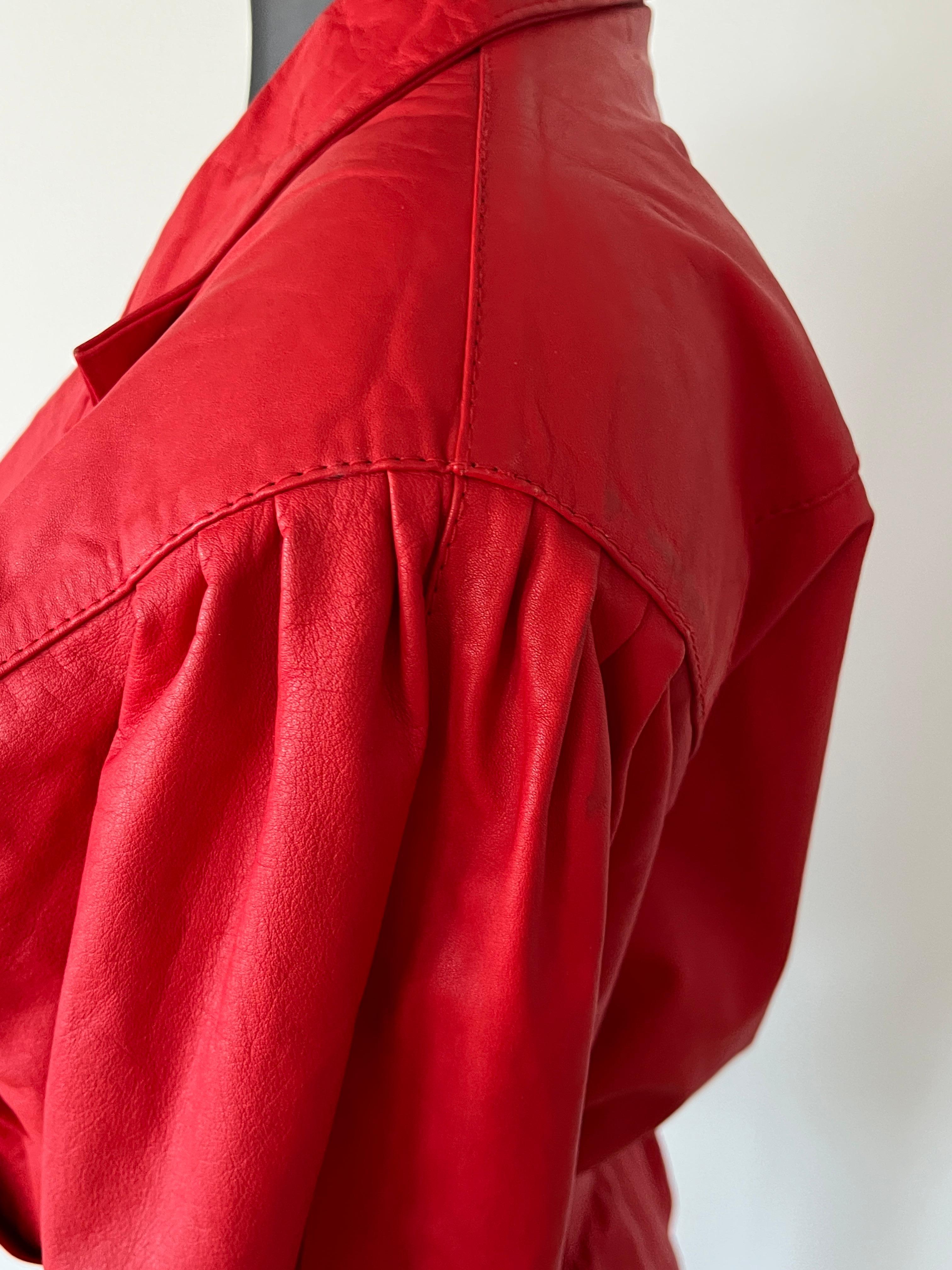 1980s Red Leather Jacket For Sale 5