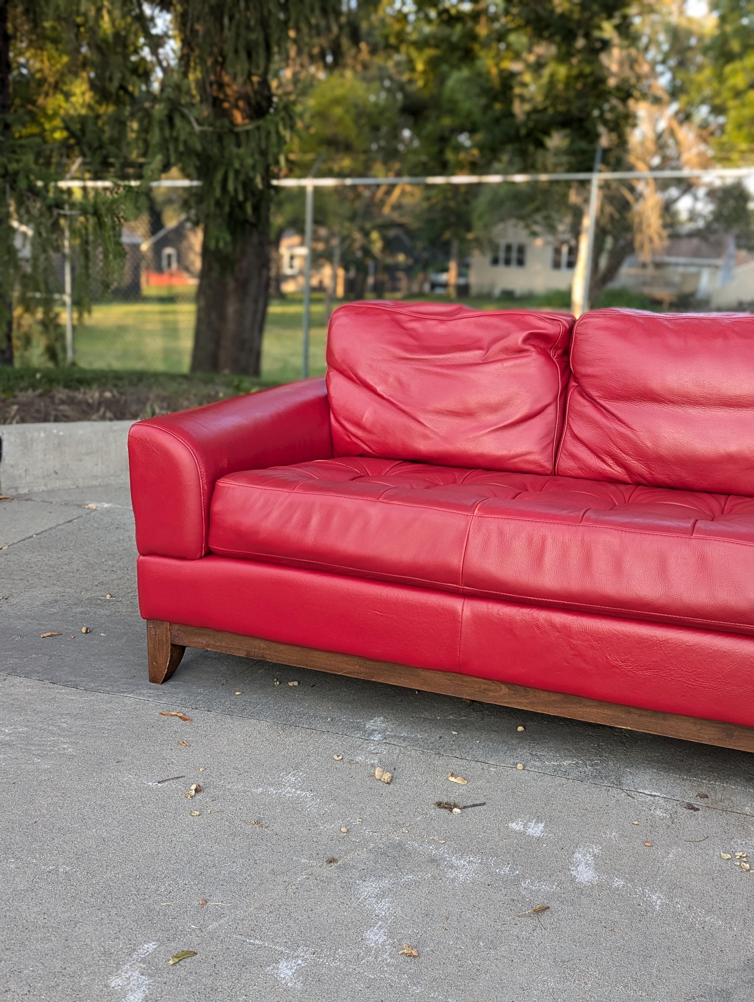 1980s Red Leather Sectional Sofa 5