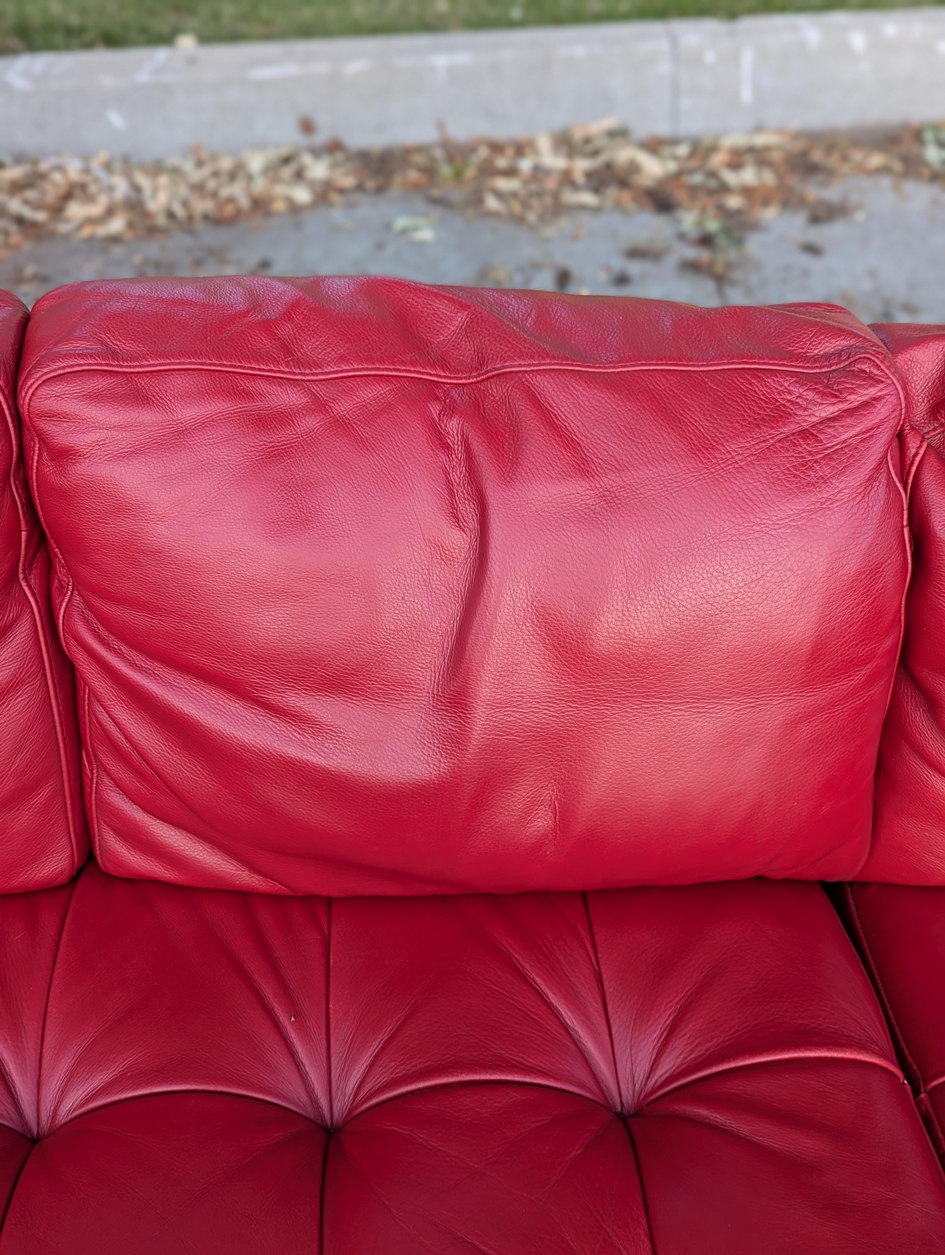 1980s Red Leather Sectional Sofa 1